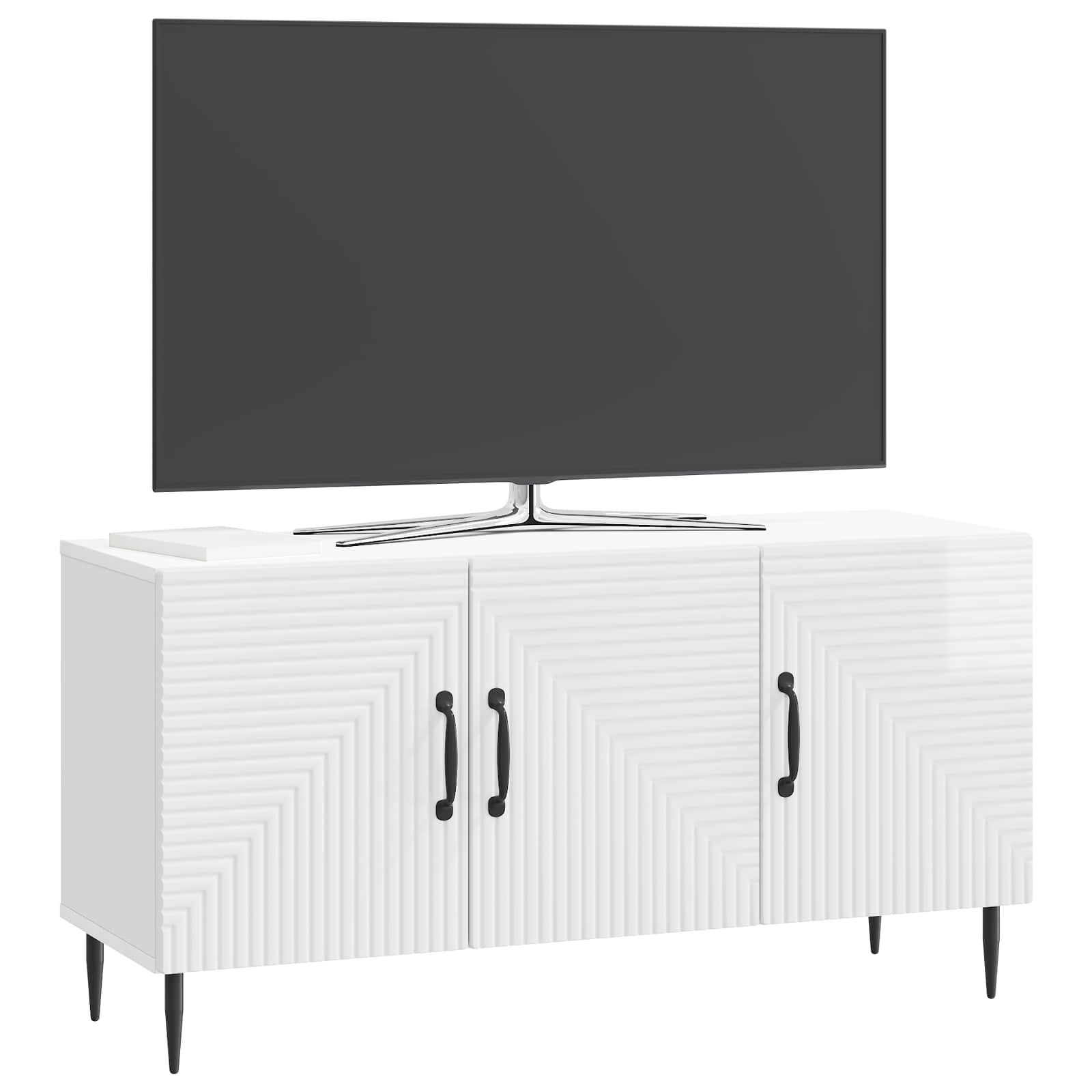 Meuble TV Blanc brillant 99 x 34,5 x 50 cm Bois d'ingénierie - XIOS