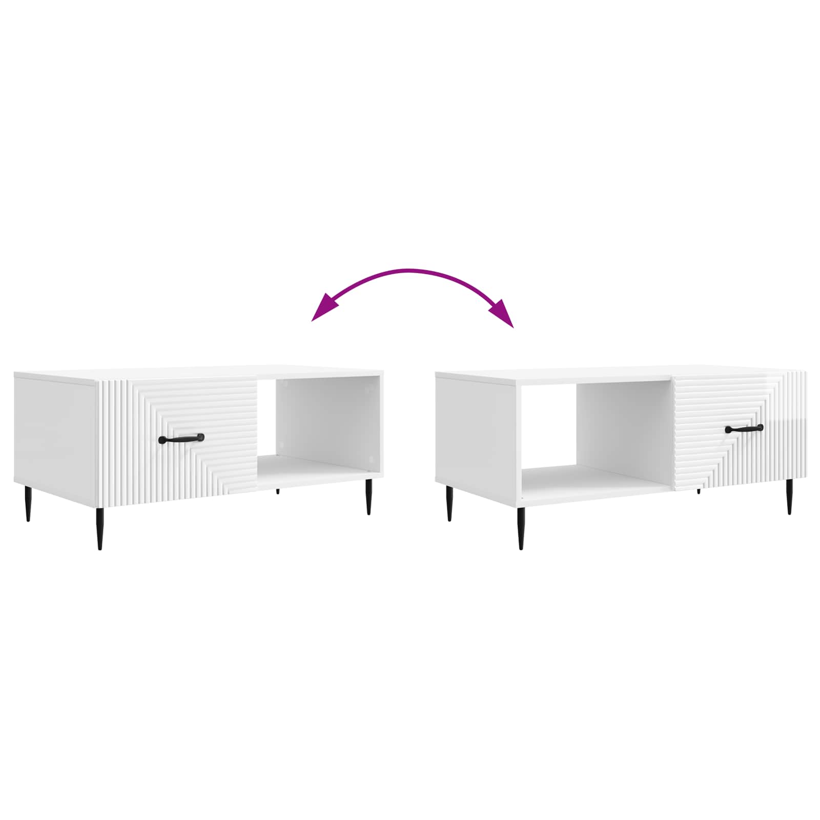 Table basse Blanc brillant 90 x 50 x 40 cm Bois d'ingénierie - XIOS