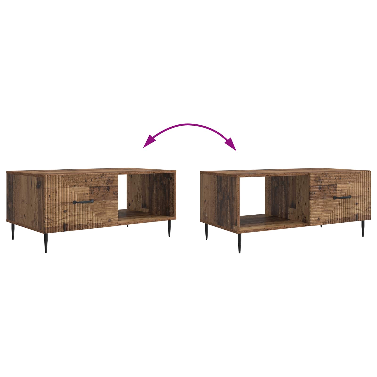 Table basse Bois ancien 90 x 50 x 40 cm Bois d'ingénierie - XIOS