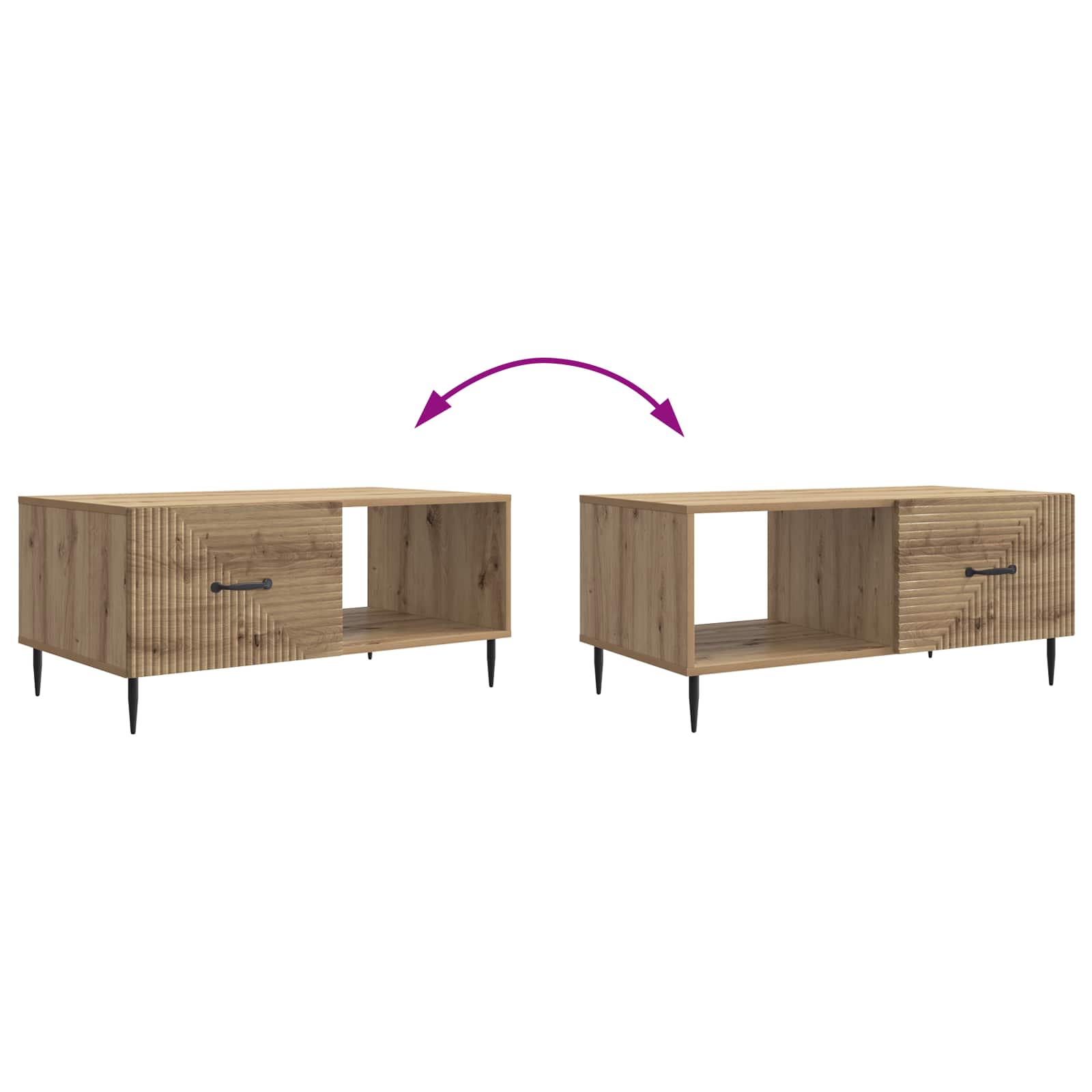 Table basse Chêne artisanal 90 x 50 x 40 cm Bois d'ingénierie - XIOS