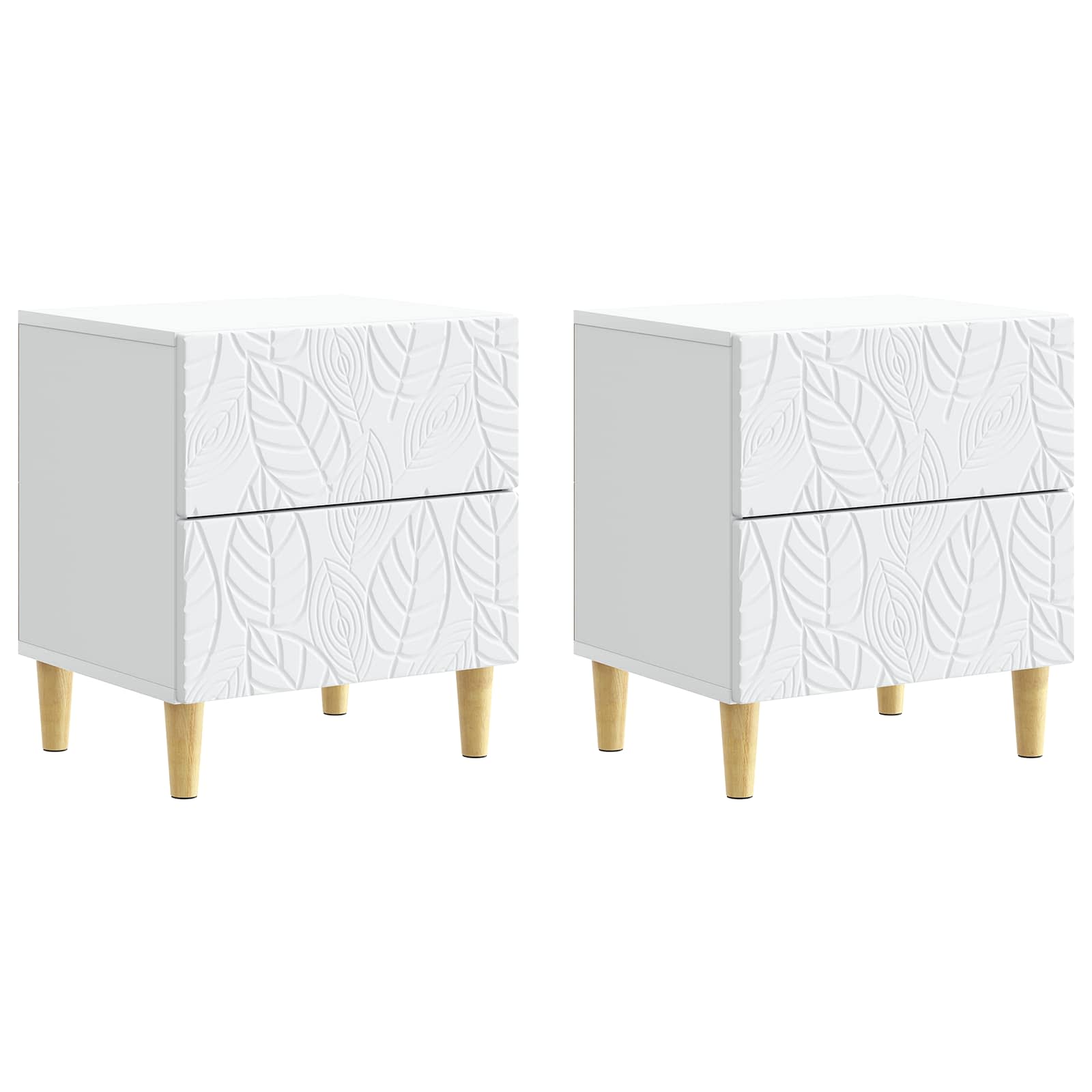 Table de chevet 2 pcs Blanc 43 x 34,5 x 48 cm Bois d'ingénierie - XIOS