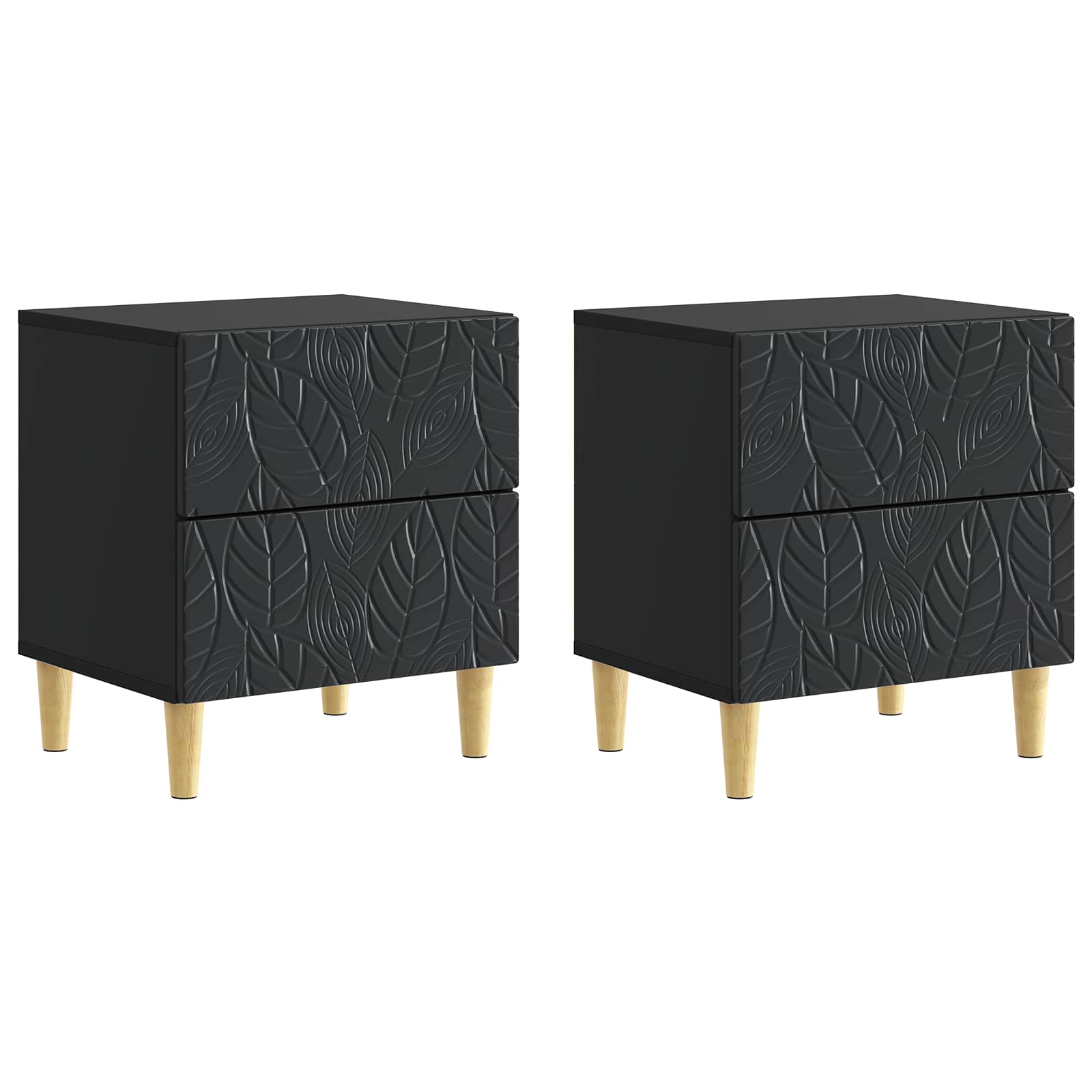 Table de chevet 2 pcs Noir 43 x 34,5 x 48 cm Bois d'ingénierie - XIOS