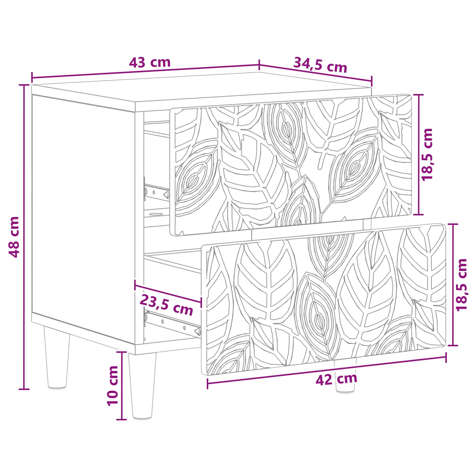 Table de chevet 2 pcs Chêne artisanal 43 x 34,5 x 48 cm - XIOS