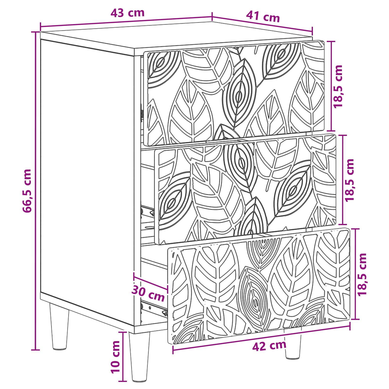 Table de chevet Sonoma gris 43 x 39,5 x 66,5 cm - XIOS