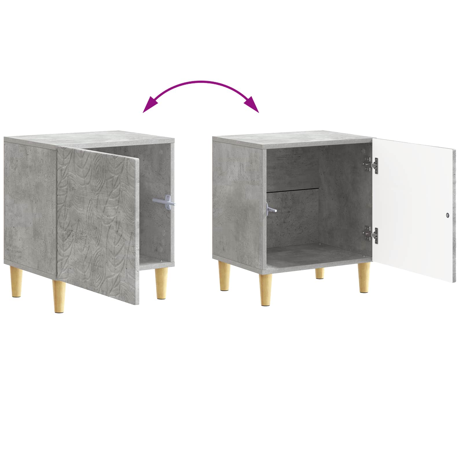 Table de chevet Gris béton 43 x 34,5 x 50 cm Bois d'ingénierie - XIOS