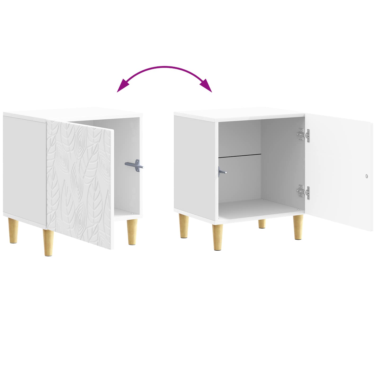 Table de chevet 2 pcs Blanc brillant 43 x 34,5 x 50 cm - XIOS