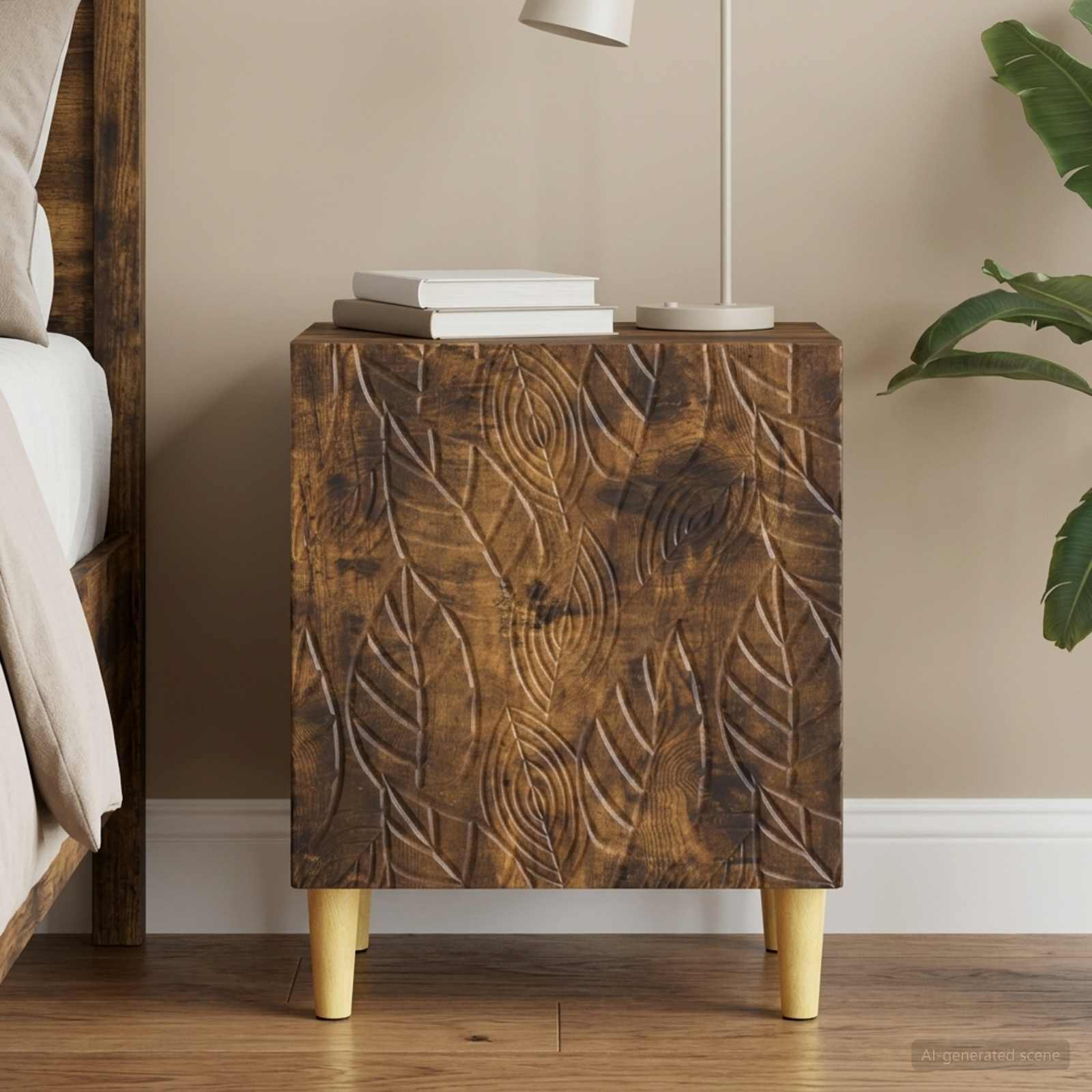Table de chevet Chêne fumé 43 x 34,5 x 50 cm Bois d'ingénierie - XIOS