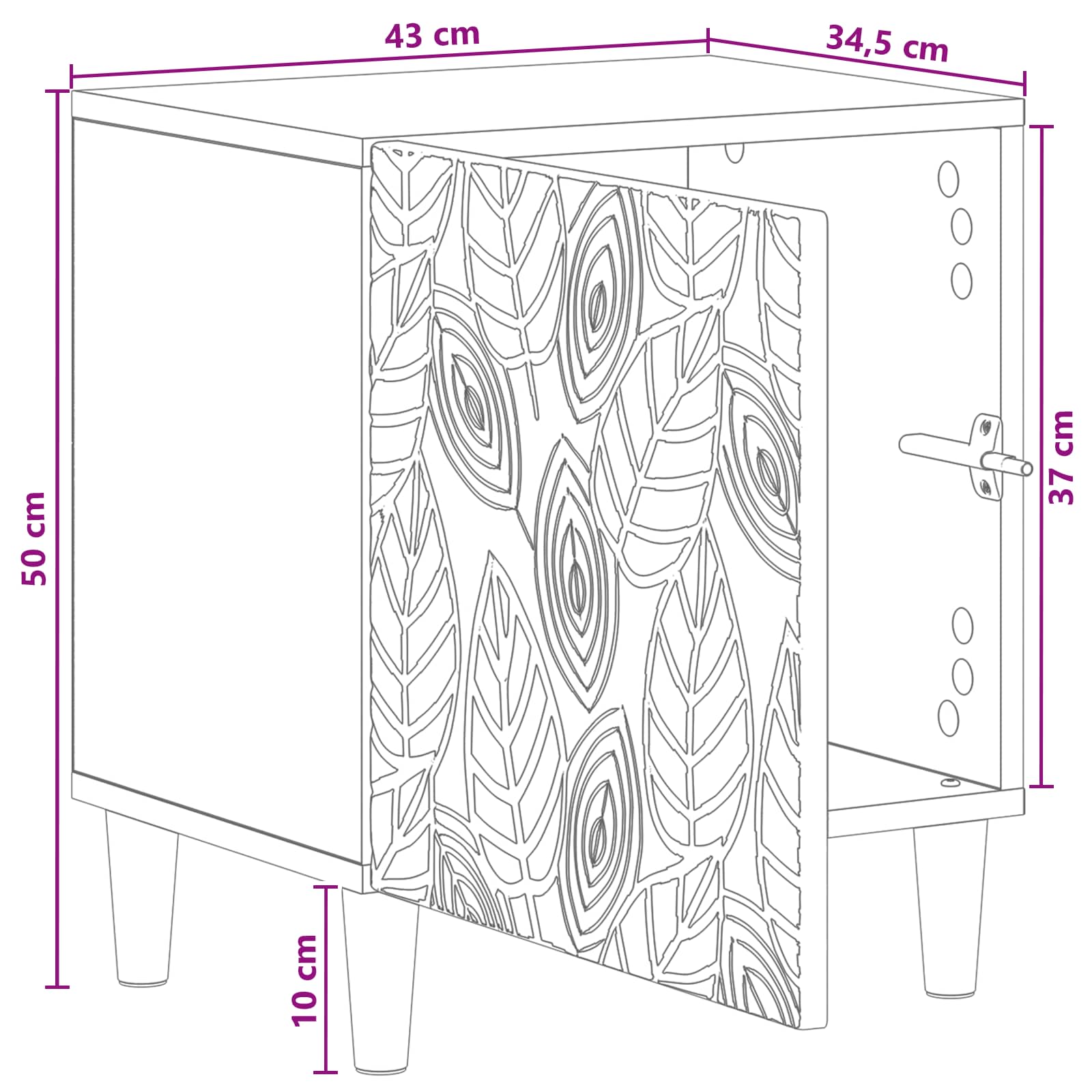 Table de chevet Chêne fumé 43 x 34,5 x 50 cm Bois d'ingénierie - XIOS