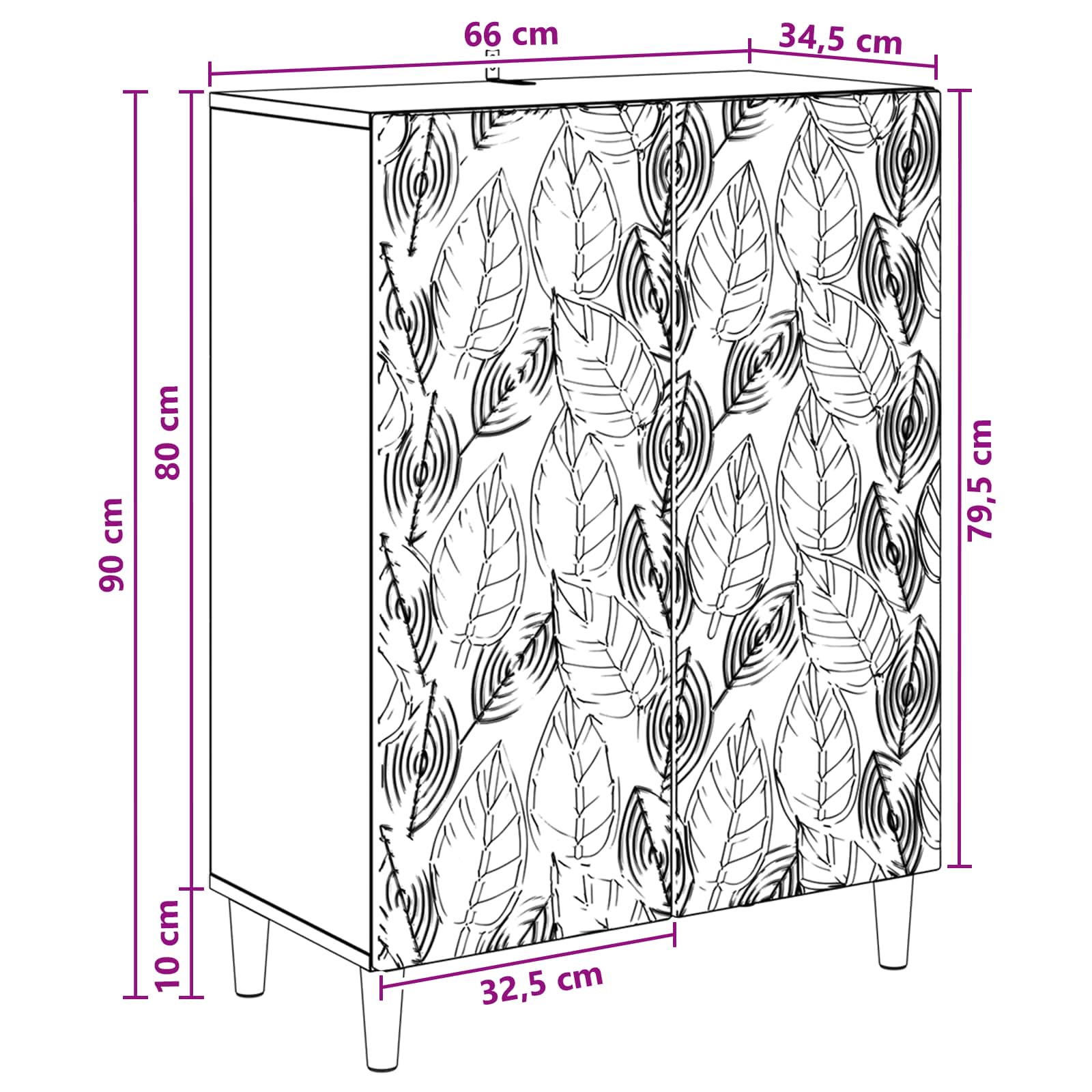 Buffet Chêne artisanal 66 x 34,5 x 90 cm Bois d'ingénierie - XIOS