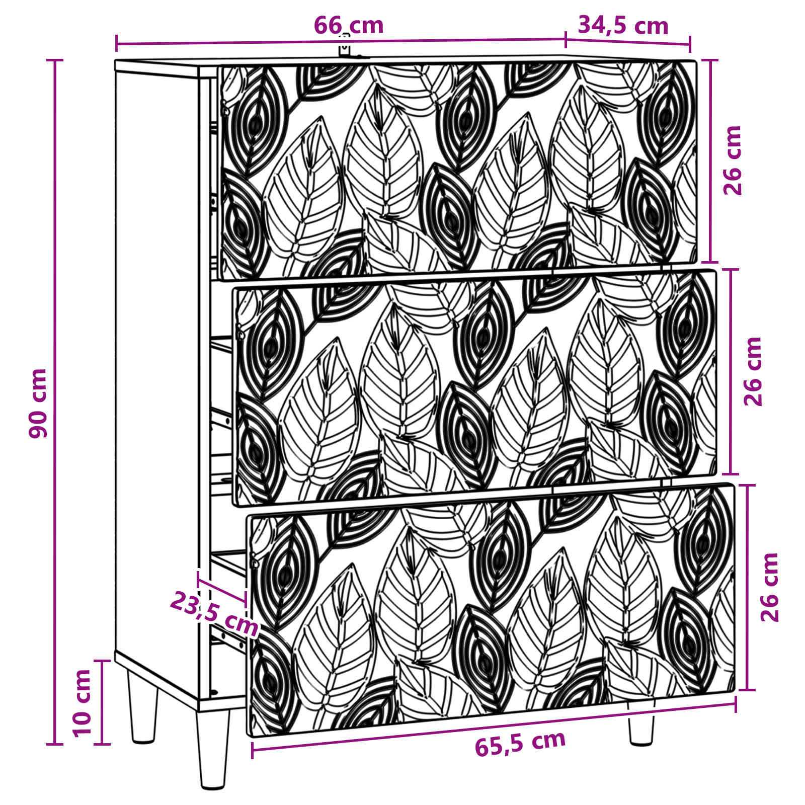 Armoire à tiroirs Gris béton 66 x 34,5 x 90 cm
