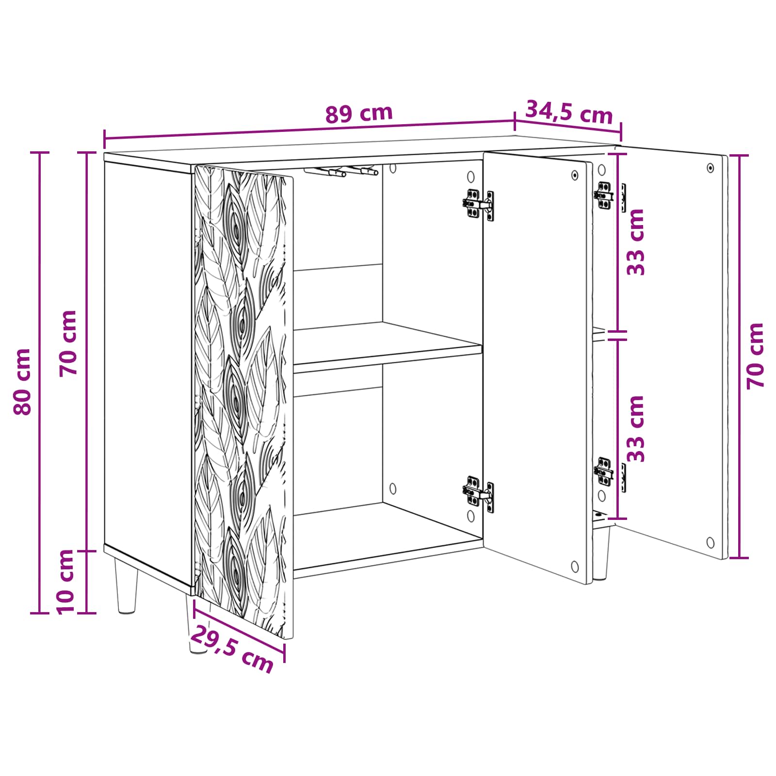 Buffet Chêne artisanal 89 x 34,5 x 80 cm Bois d'ingénierie