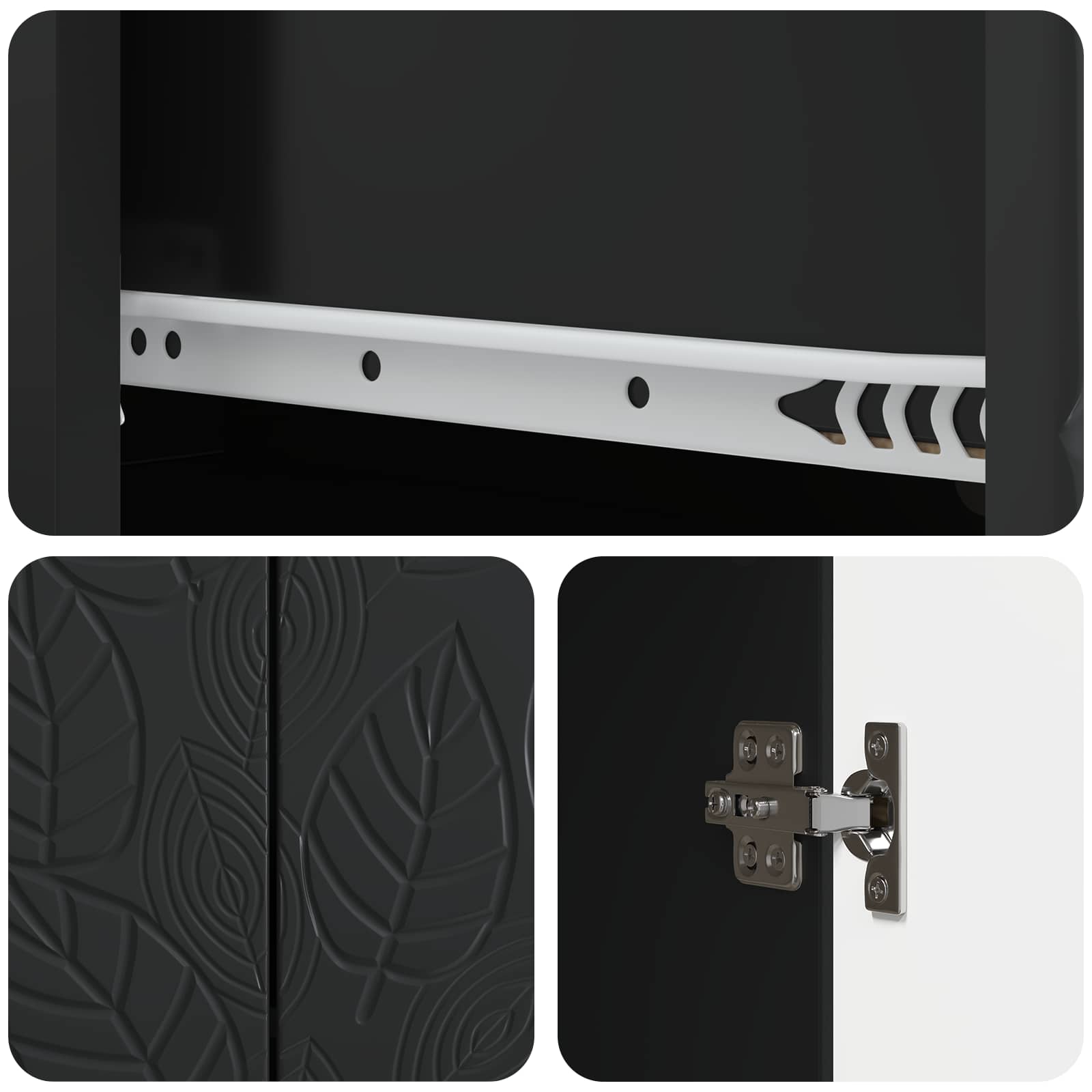 Buffet Noir 89 x 34,5 x 60 cm Bois d'ingénierie - XIOS