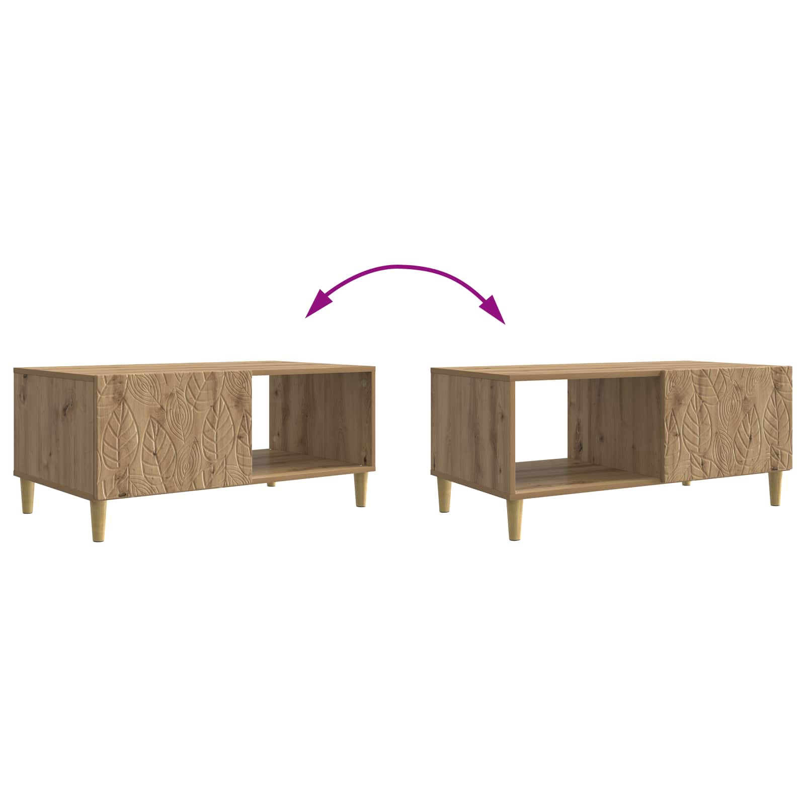 Table basse Chêne artisanal 90 x 50 x 40 cm Bois d'ingénierie - XIOS