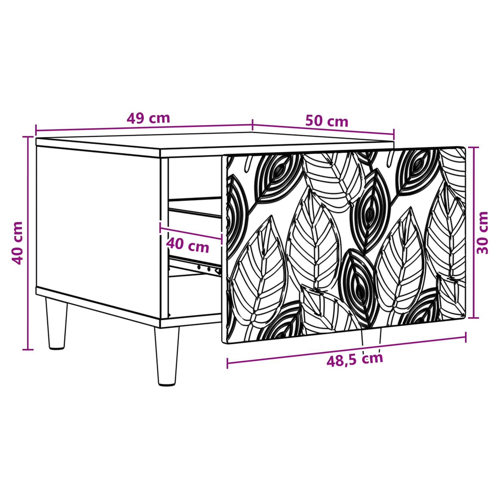 Table basse Blanc brillant 50 x 49 x 40 cm Bois d'ingénierie - XIOS