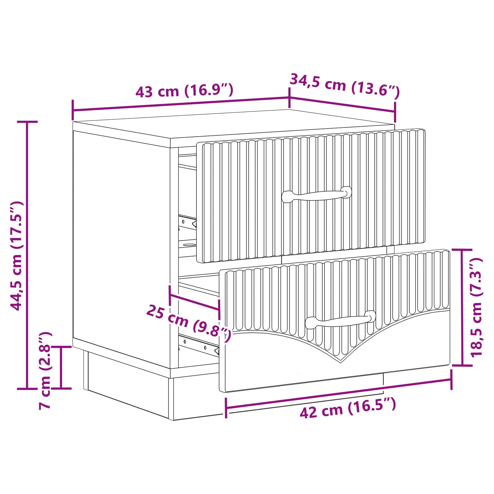 Cabinet de chevet 2 pcs Chêne Sonoma 43 x 34,5 x 44,5 cm - XIOS