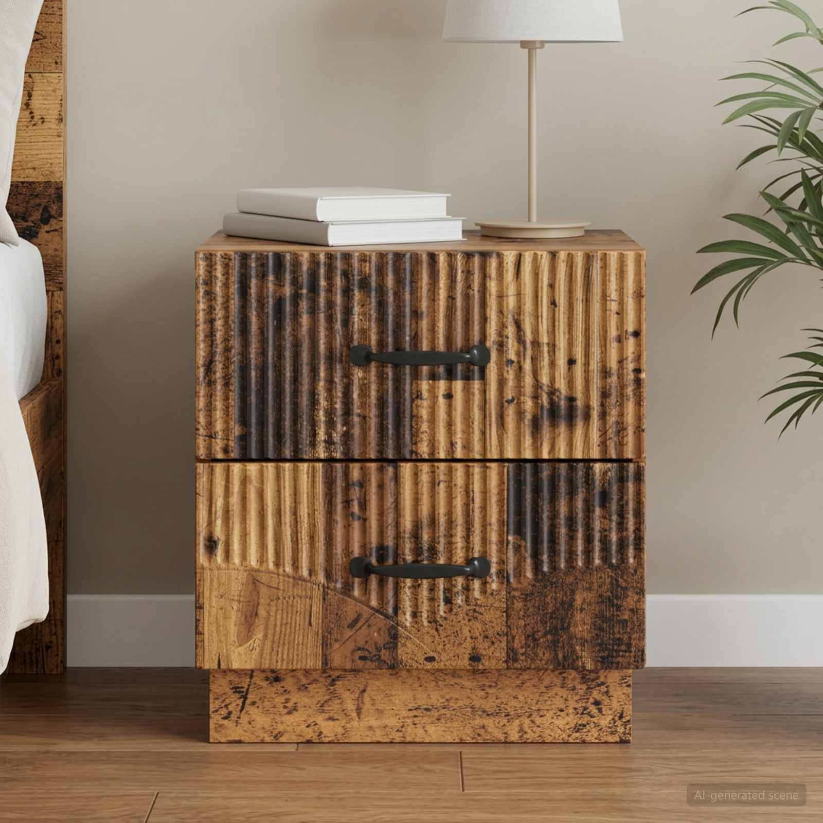 Cabinet de chevet avec tiroir Bois ancien 43 x 34,5 x 44,5 cm - XIOS