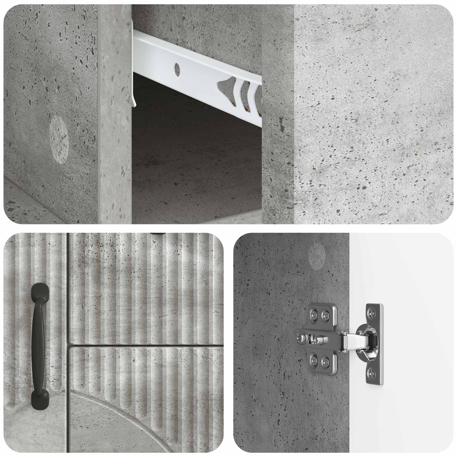 Buffet Gris béton 89 x 34,5 x 57 cm Bois d'ingénierie - XIOS