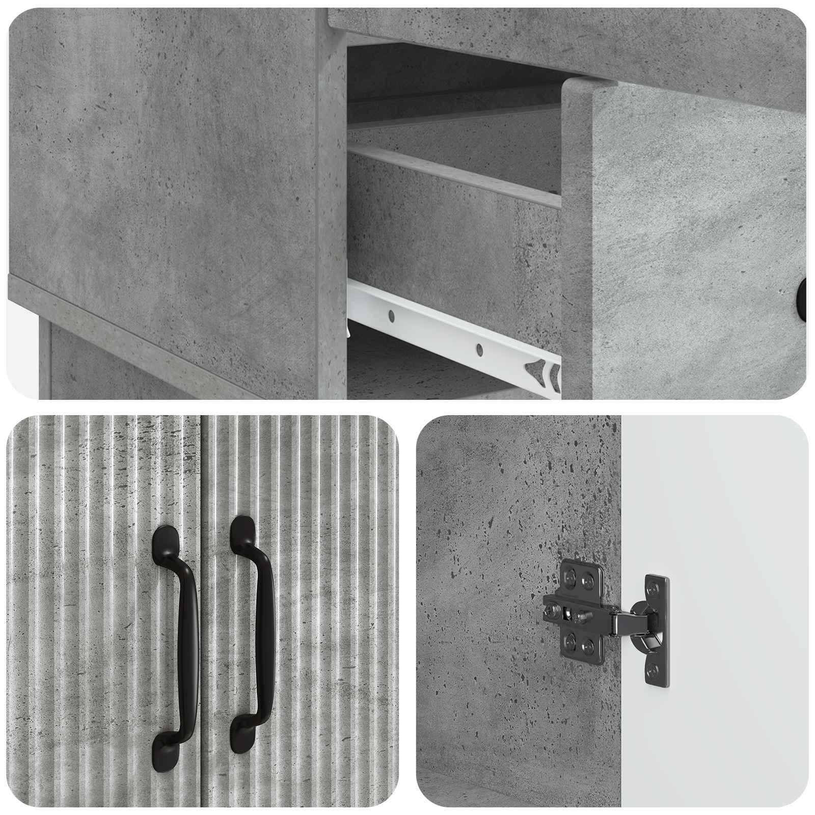 Buffet Gris béton 66 x 34,5 x 92 cm Bois d'ingénierie - XIOS
