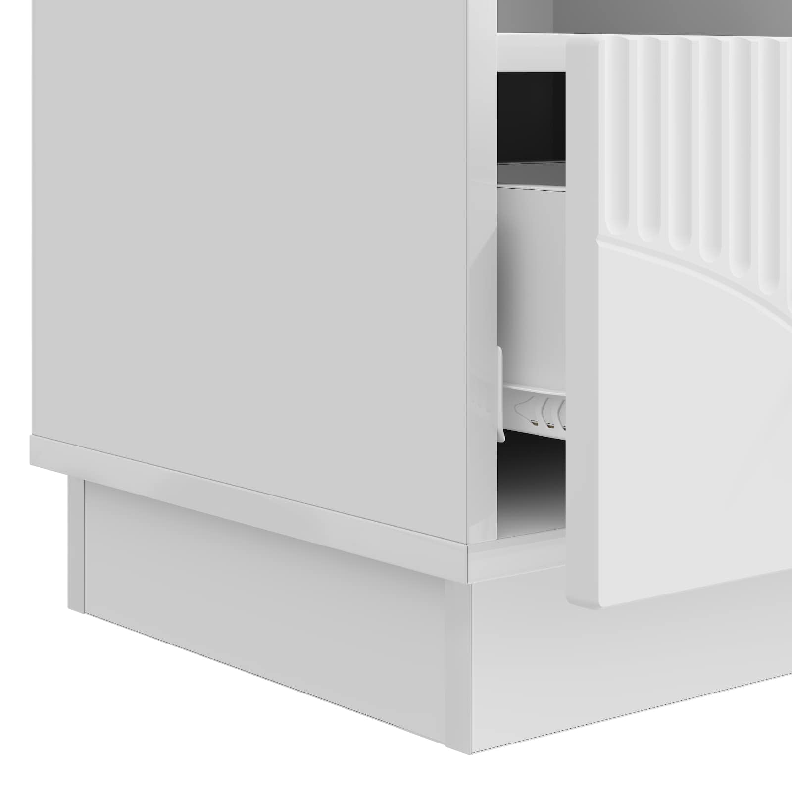 Meuble TV Blanc brillant 102 x 34,5 x 47 cm Bois d'ingénierie - XIOS