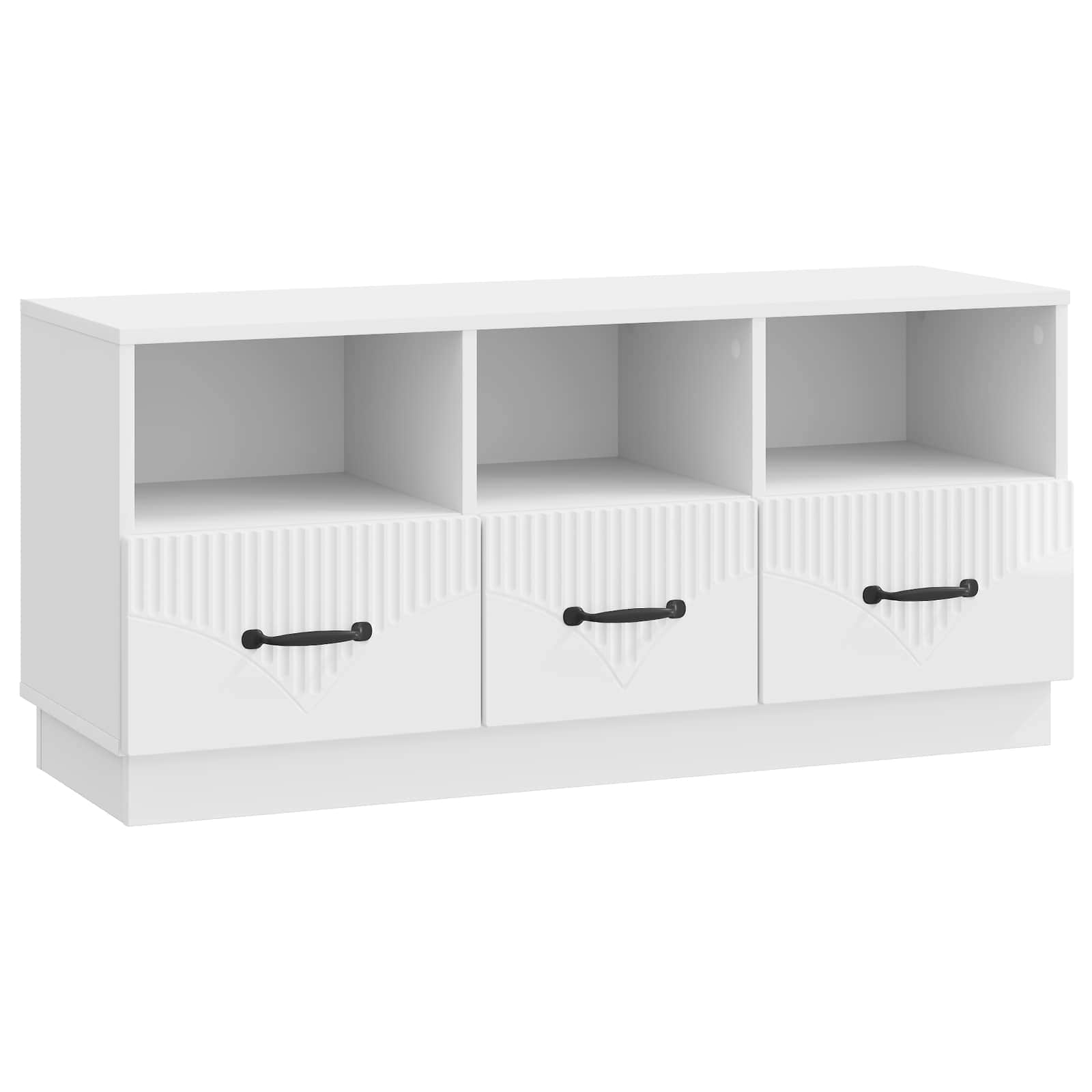 Meuble TV Blanc brillant 102 x 34,5 x 47 cm Bois d'ingénierie - XIOS