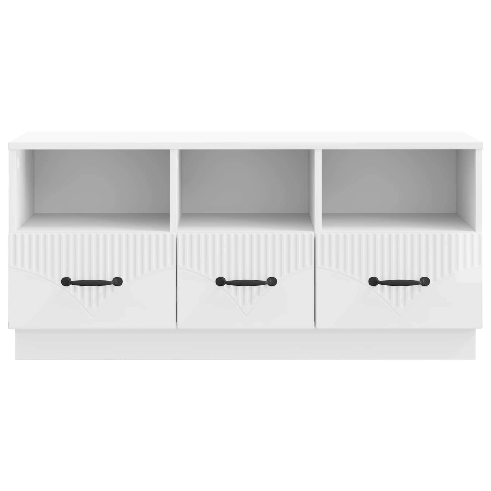 Meuble TV Blanc brillant 102 x 34,5 x 47 cm Bois d'ingénierie - XIOS