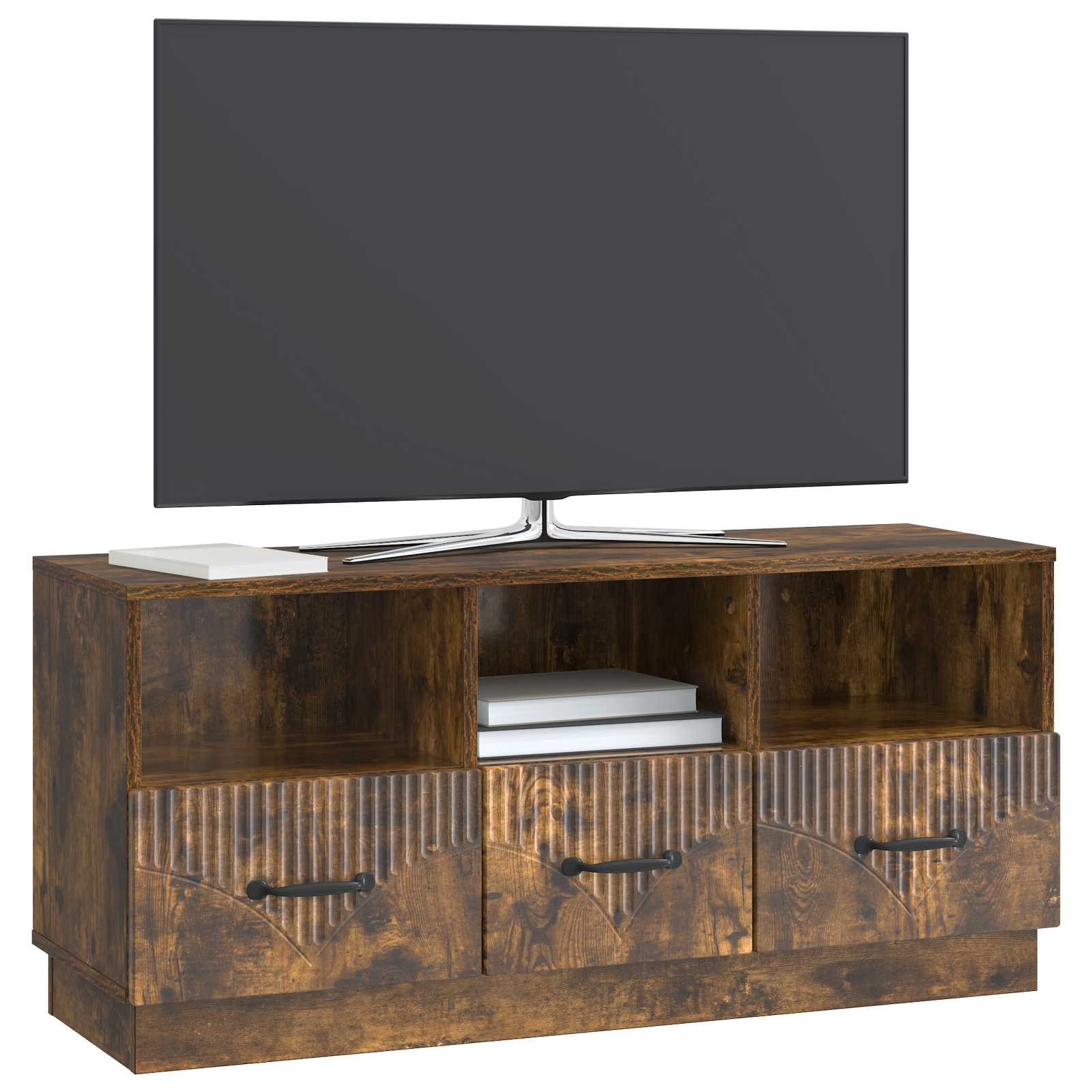 Meuble TV Chêne fumé 102 x 34,5 x 47 cm Bois d'ingénierie - XIOS
