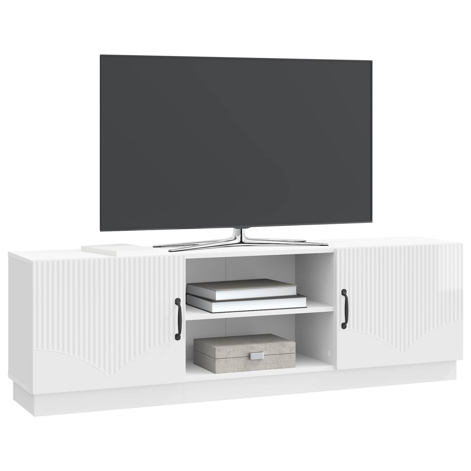 Meuble TV Blanc brillant 150 x 31 x 47 cm Bois d'ingénierie - XIOS