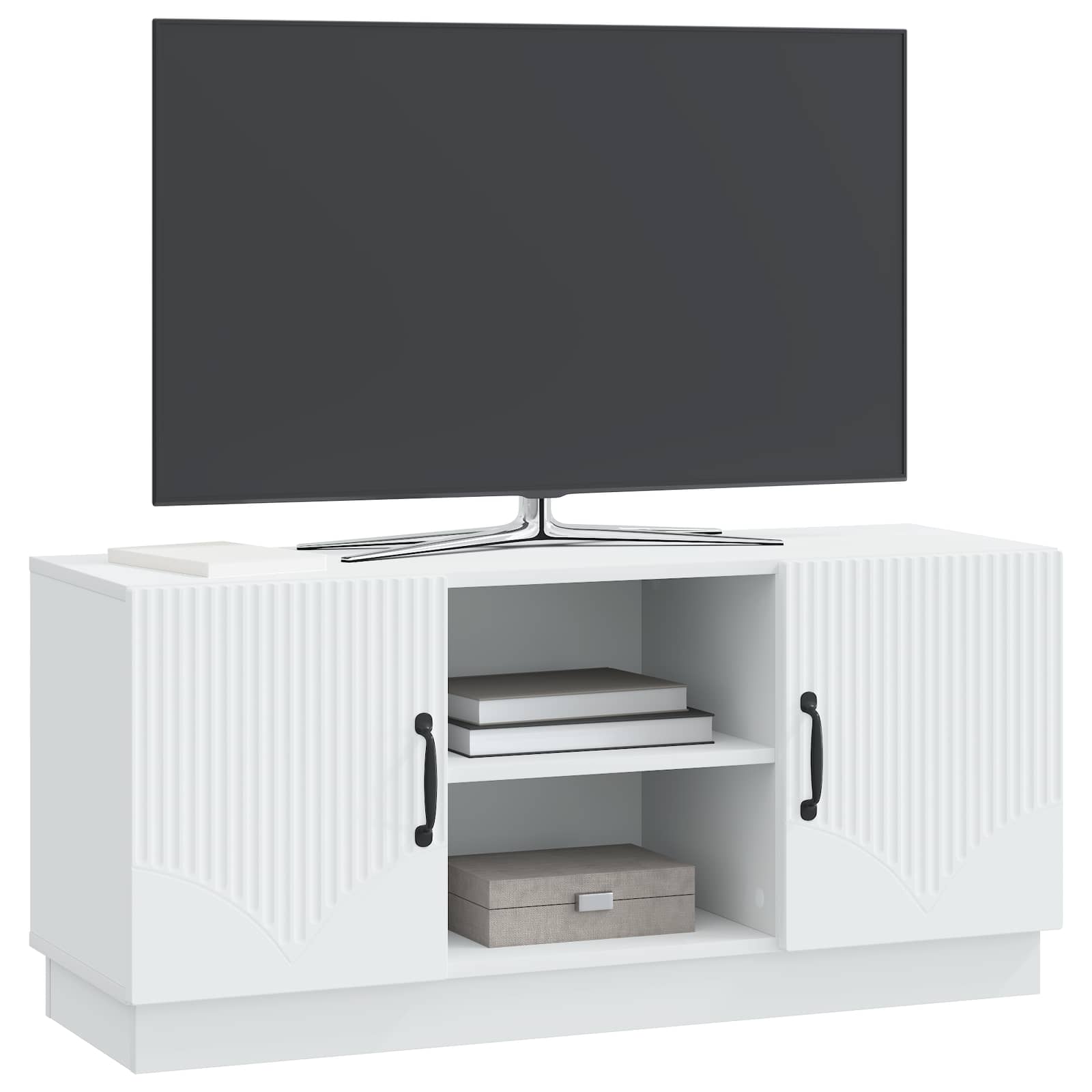 Meuble TV Blanc 102 x 34,5 x 47 cm Bois d'ingénierie - XIOS