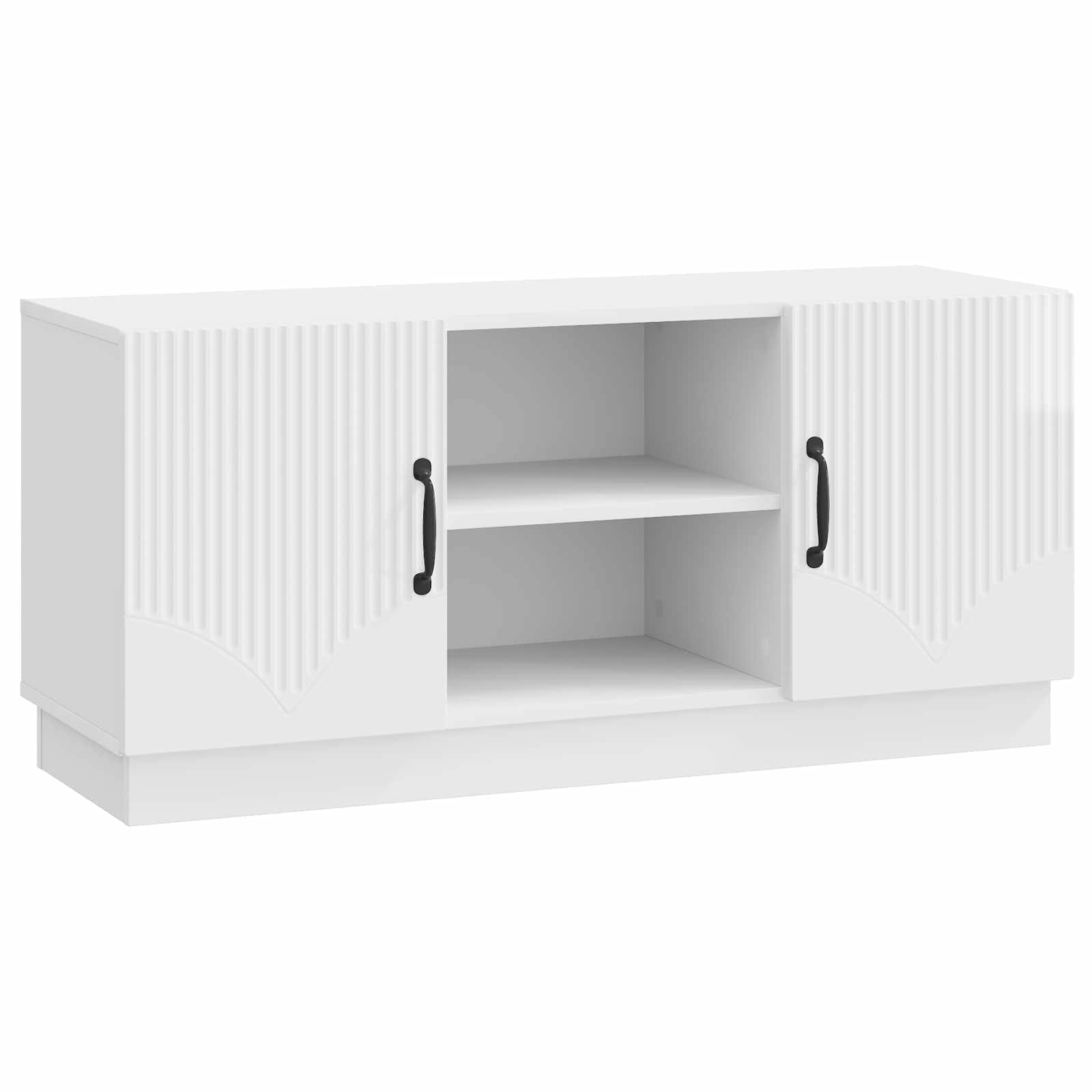 Meuble TV Blanc brillant 102 x 34,5 x 47 cm Bois d'ingénierie - XIOS