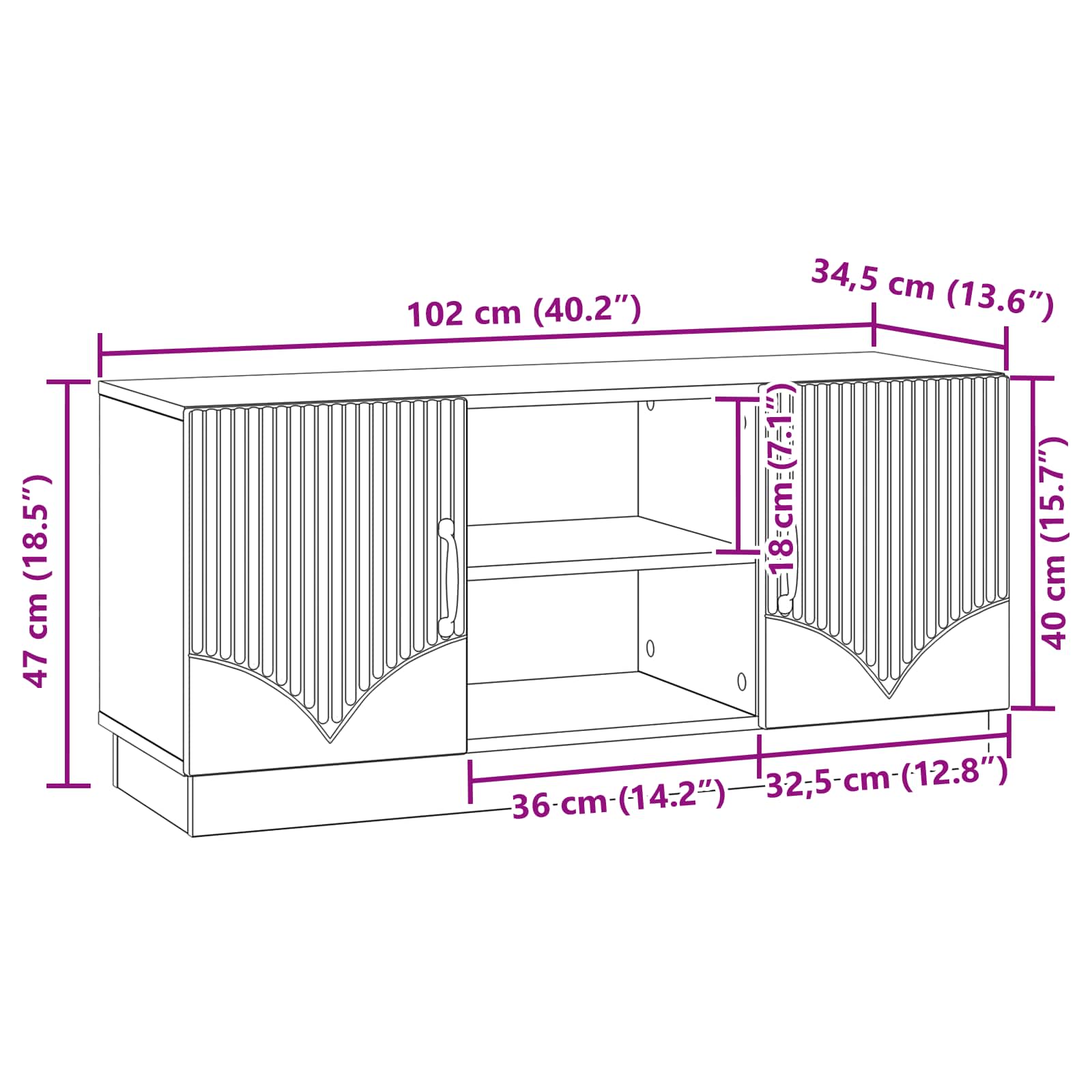 Meuble TV Bois ancien 102 x 34,5 x 47 cm Bois d'ingénierie - XIOS