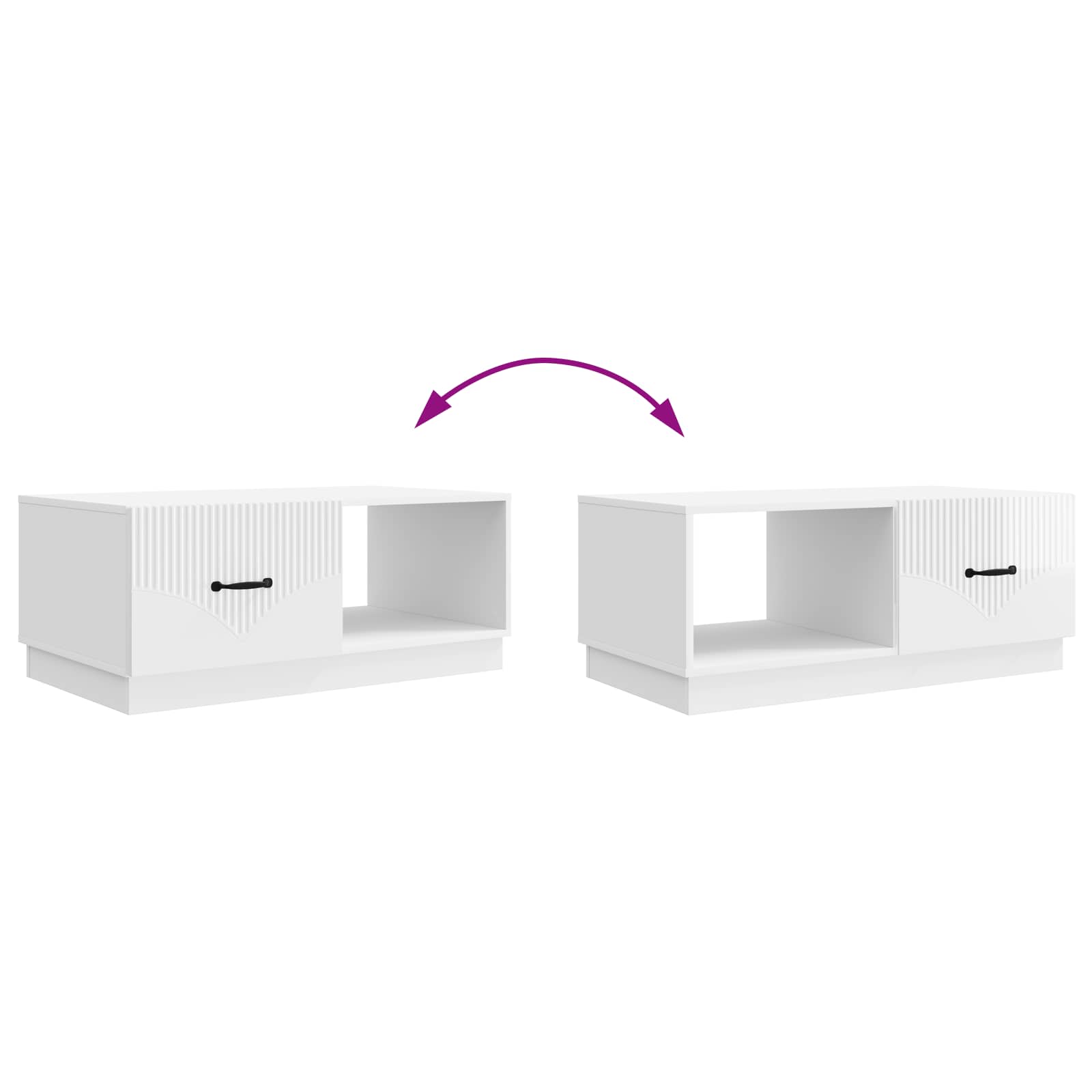 Table basse Blanc brillant 90 x 50 x 37 cm Bois d'ingénierie - XIOS