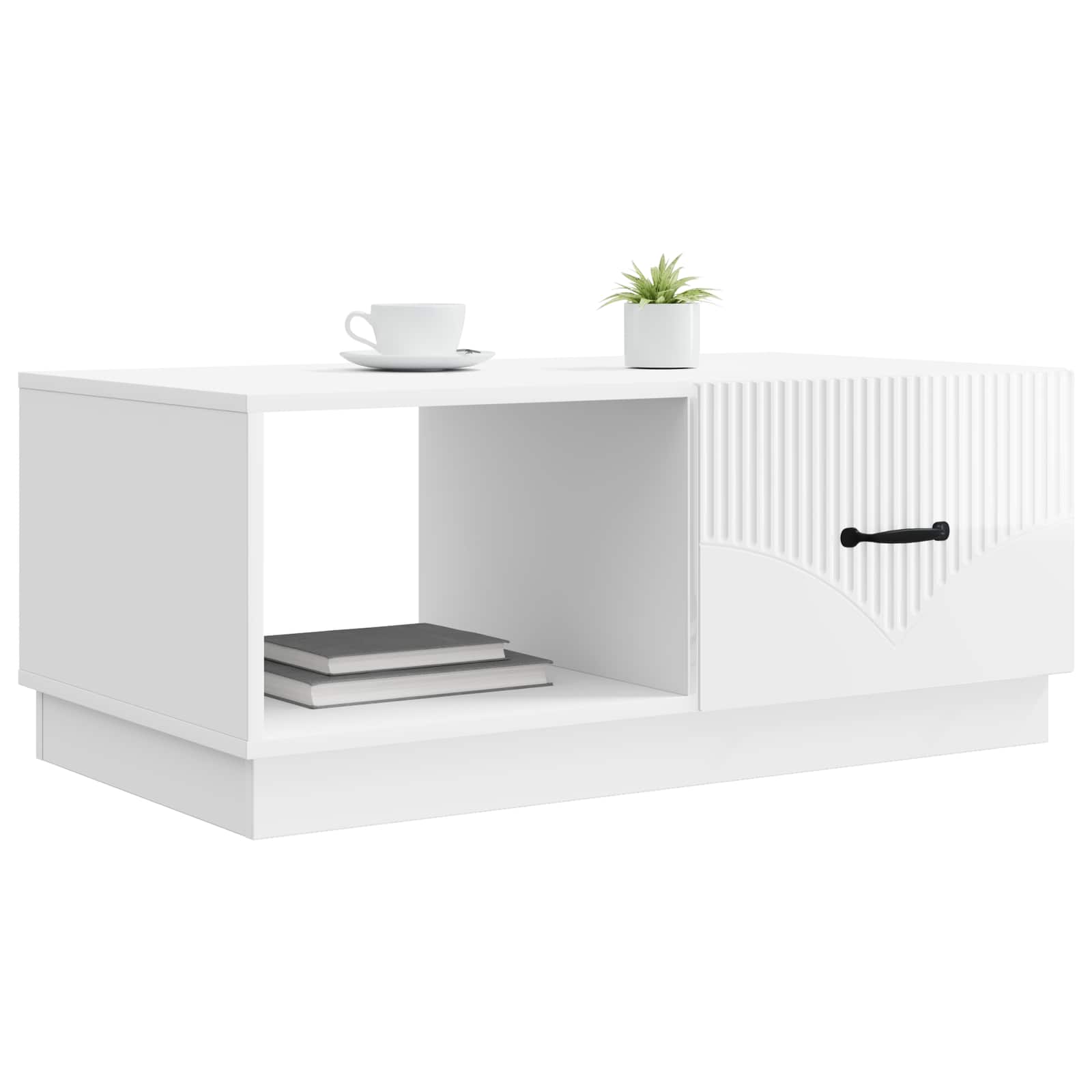 Table basse Blanc brillant 90 x 50 x 37 cm Bois d'ingénierie - XIOS