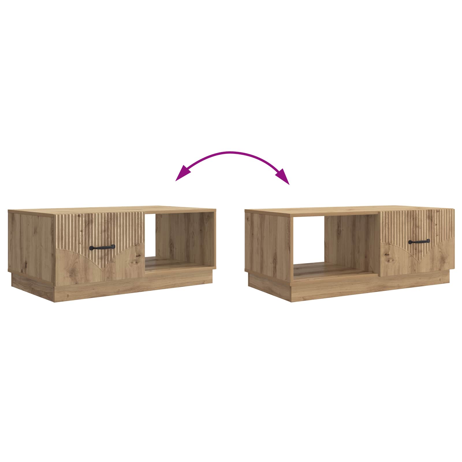 Table basse Chêne artisanal 90 x 50 x 37 cm Bois d'ingénierie - XIOS