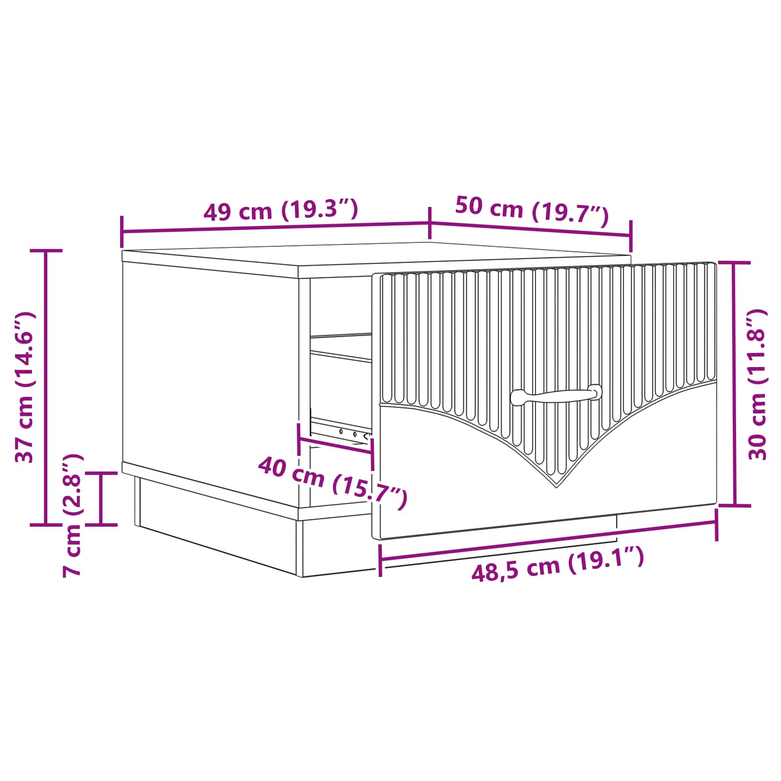 Table basse Gris béton 49 x 50 x 37 cm Bois d'ingénierie - XIOS