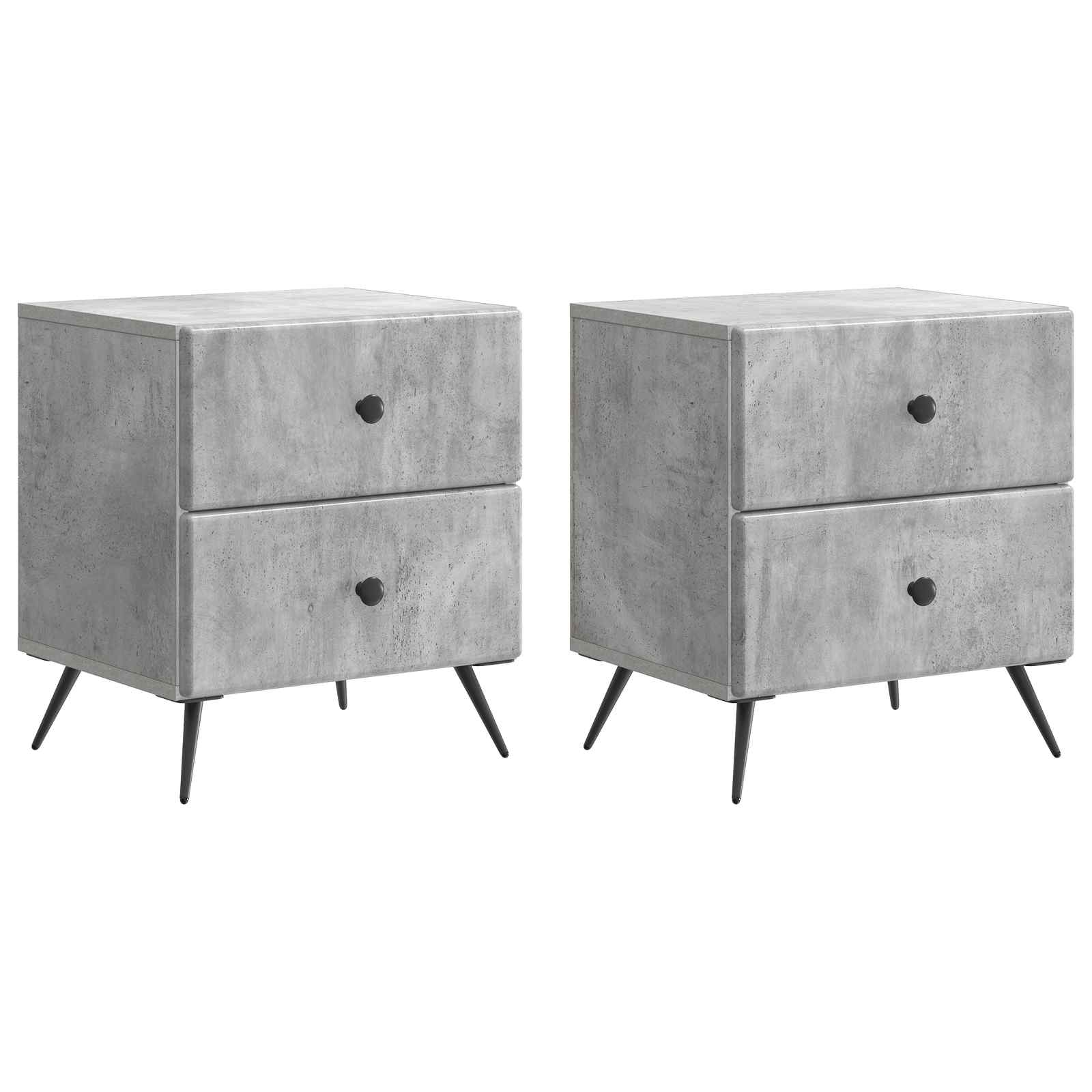 Cabinet de chevet 2 pcs Gris béton 43 x 34,5 x 47,5 cm - XIOS