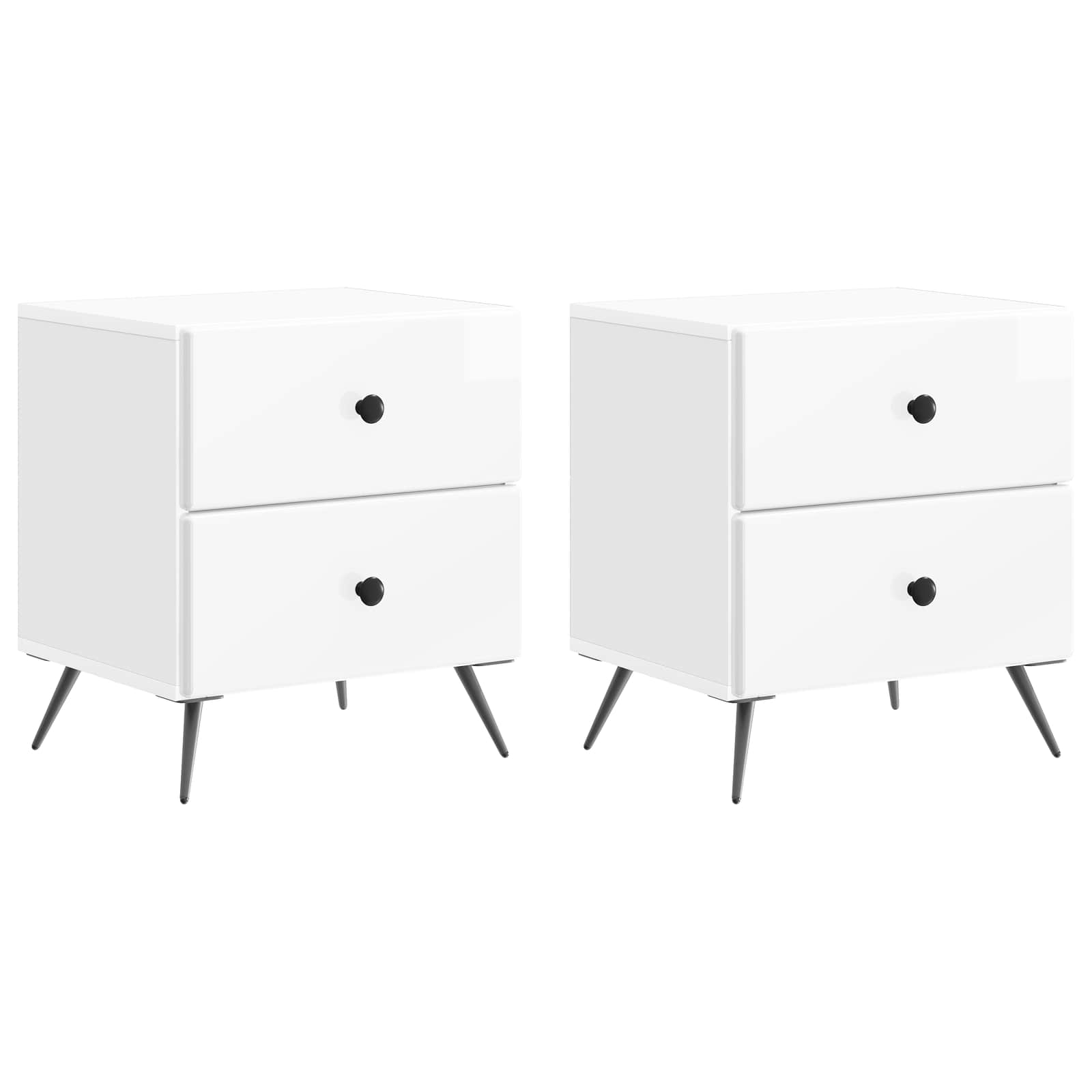 Cabinet de chevet 2 pcs Blanc brillant 43 x 34,5 x 47,5 cm - XIOS