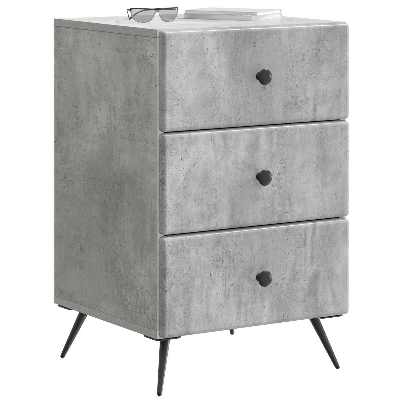 Cabinet de chevet avec tiroir Gris béton 43 x 41 x 66,5 cm - XIOS