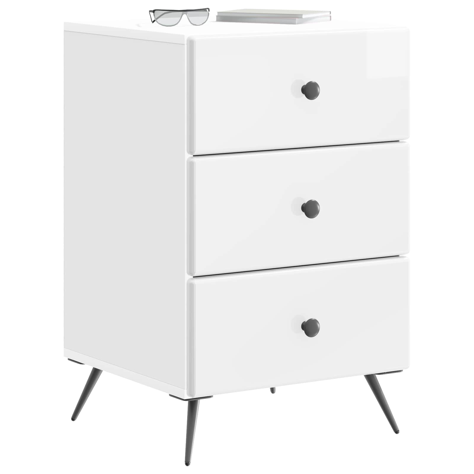 Cabinet de chevet avec tiroir Blanc brillant 43 x 41 x 66,5 cm - XIOS