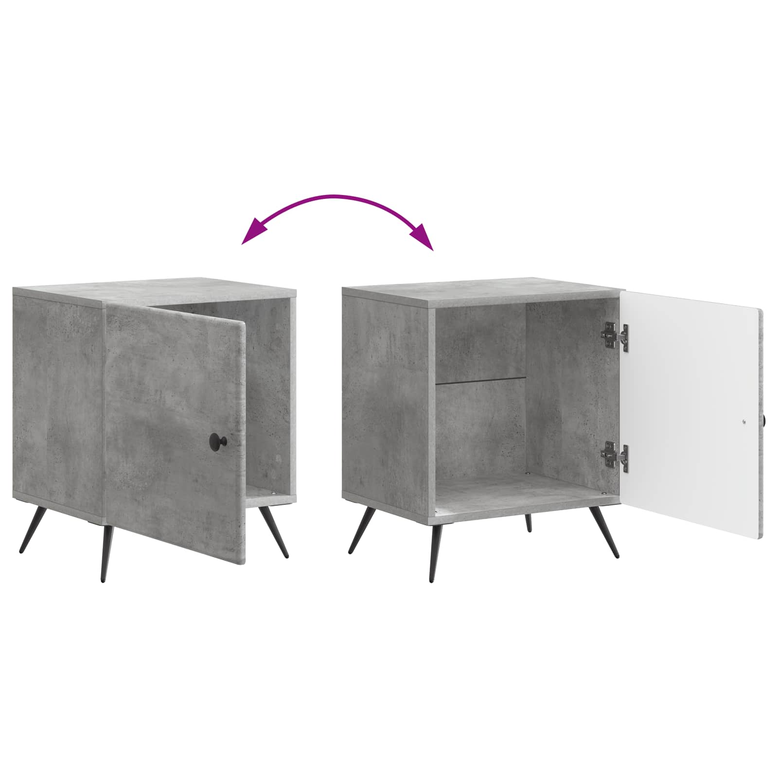 Cabinet de chevet 2 pcs Gris béton 43 x 34,5 x 50 cm - XIOS