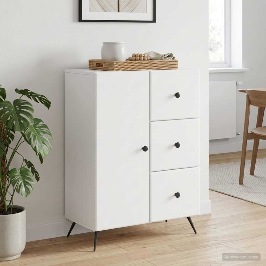 Buffet Blanc 66 x 34,5 x 90 cm Bois d'ingénierie