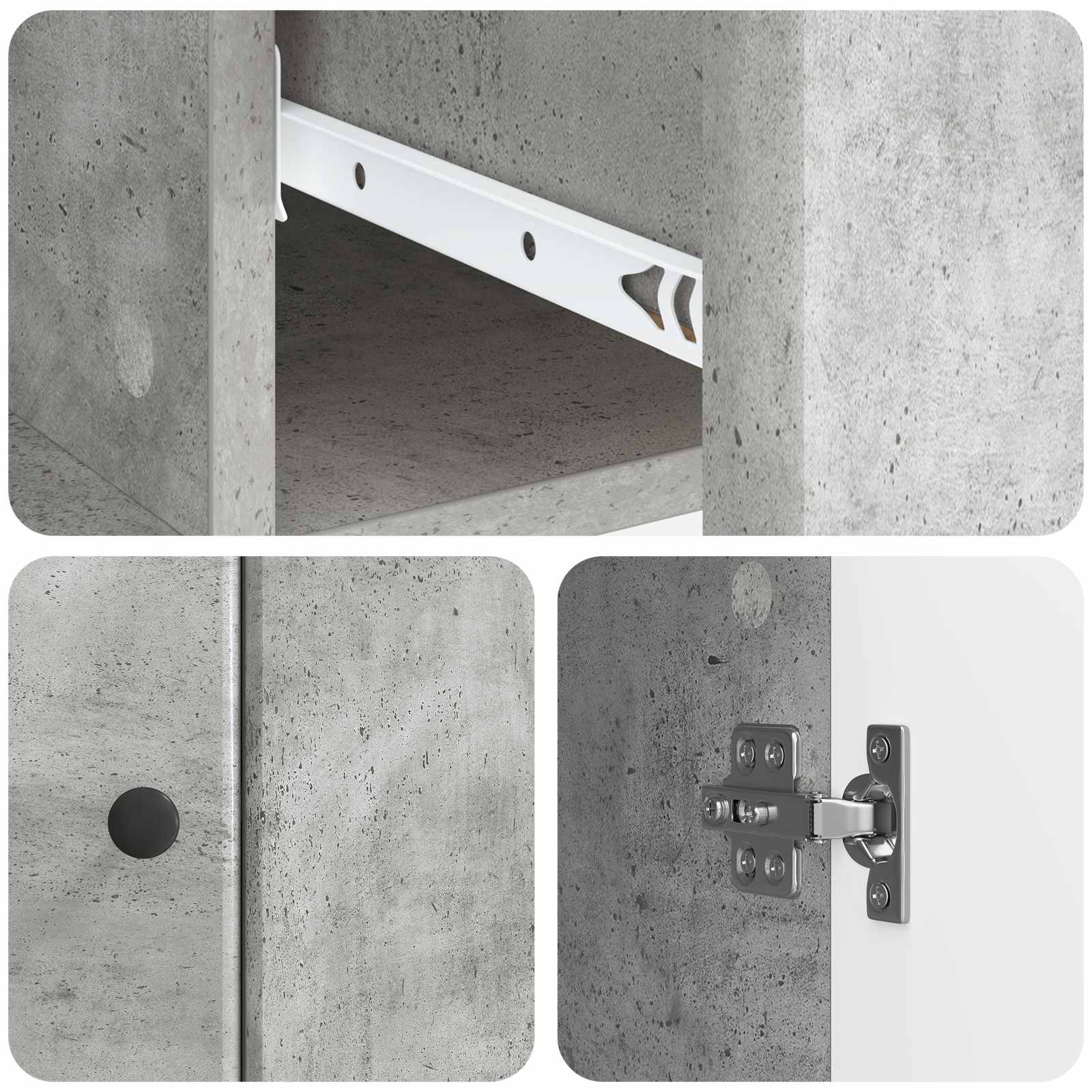 Buffet Gris béton 66 x 34,5 x 90 cm Bois d'ingénierie - XIOS