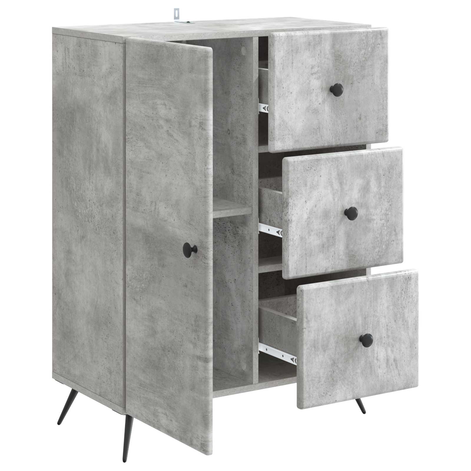 Buffet Gris béton 66 x 34,5 x 90 cm Bois d'ingénierie - XIOS