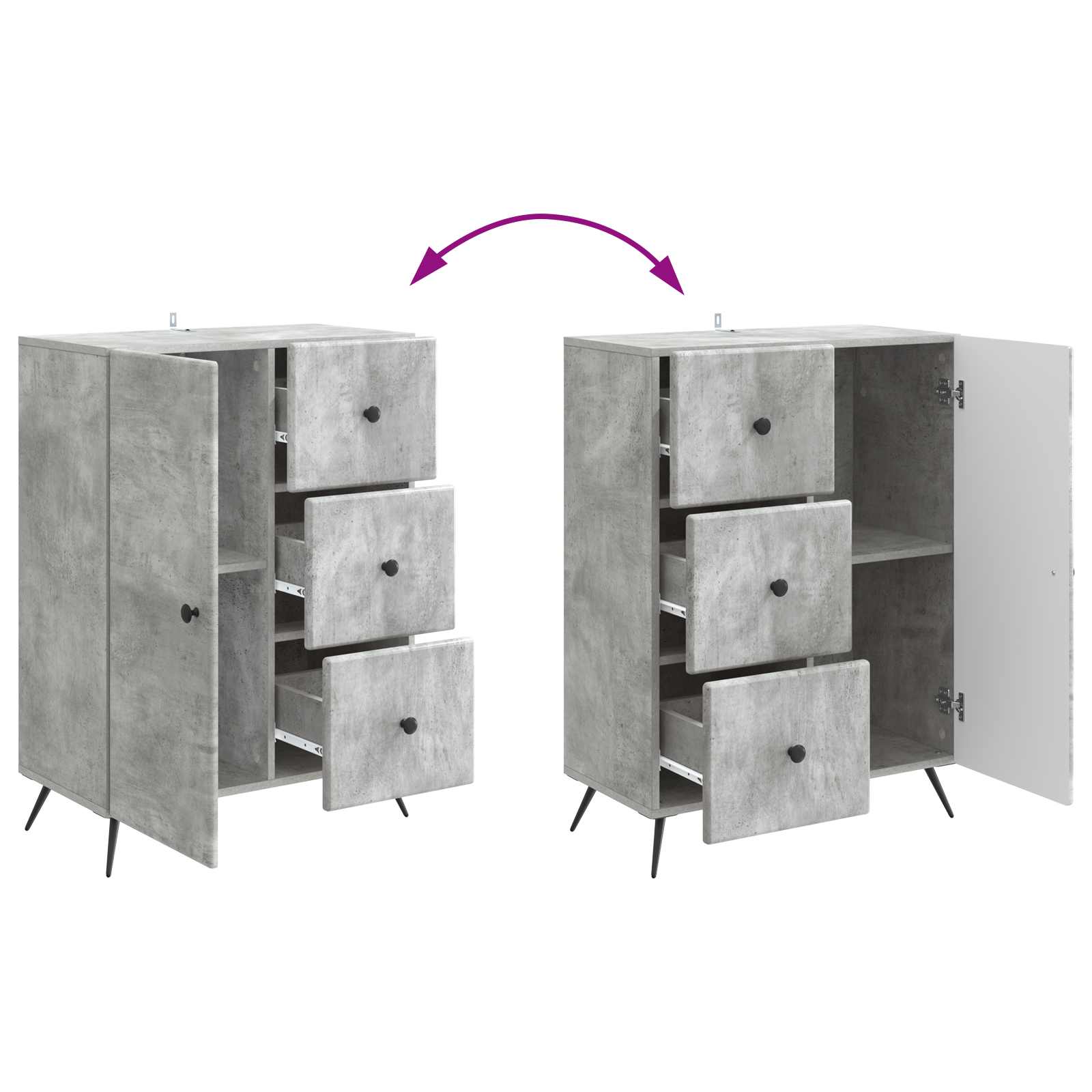 Buffet Gris béton 66 x 34,5 x 90 cm Bois d'ingénierie - XIOS