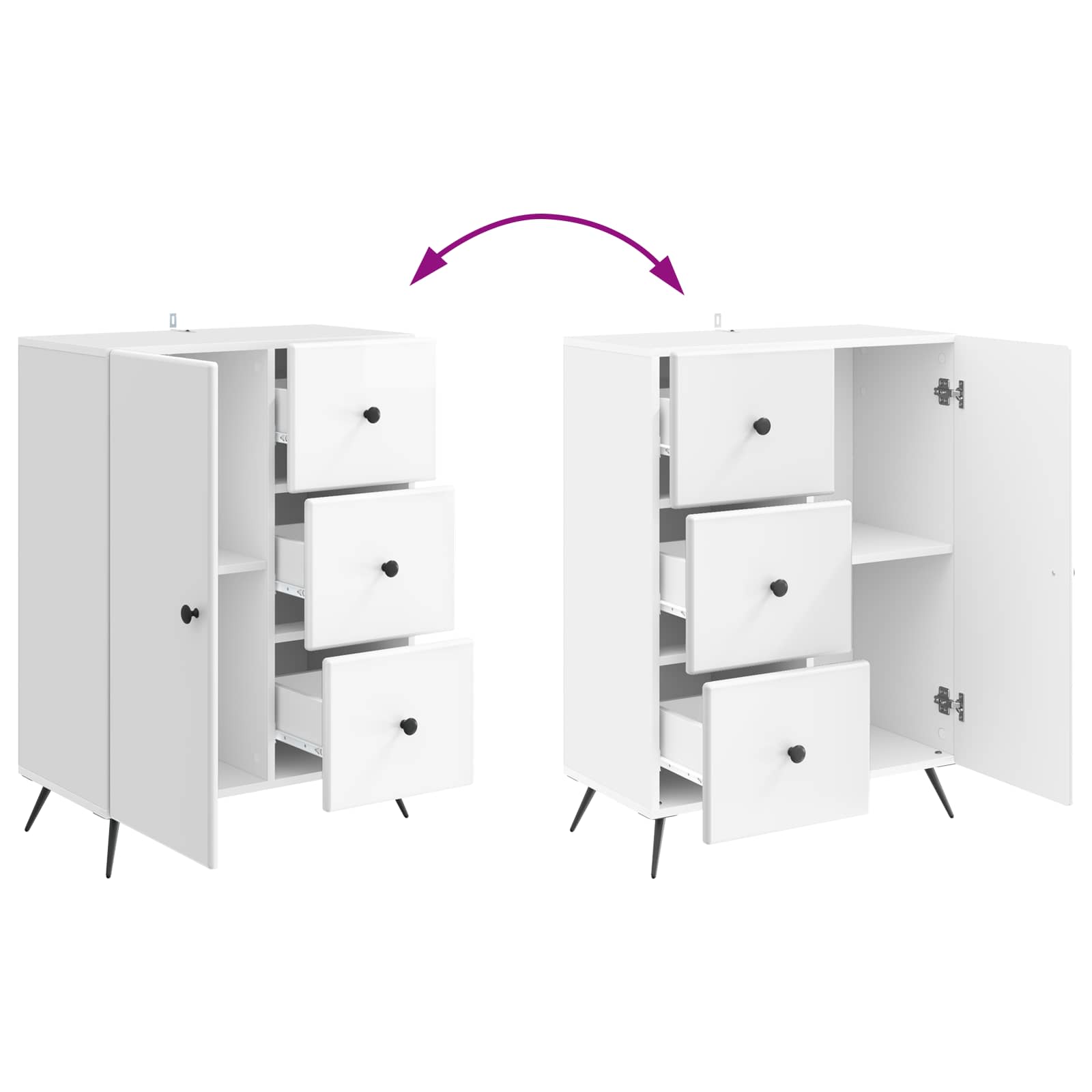 Buffet Blanc brillant 66 x 34,5 x 90 cm Bois d'ingénierie - XIOS