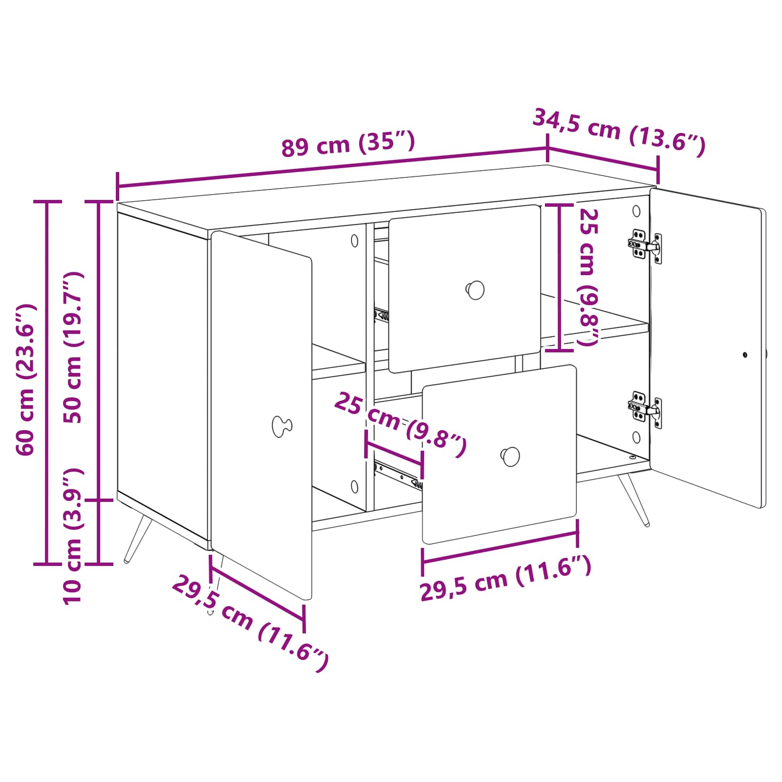 Buffet Chêne artisanal 89 x 34,5 x 60 cm Bois d'ingénierie - XIOS