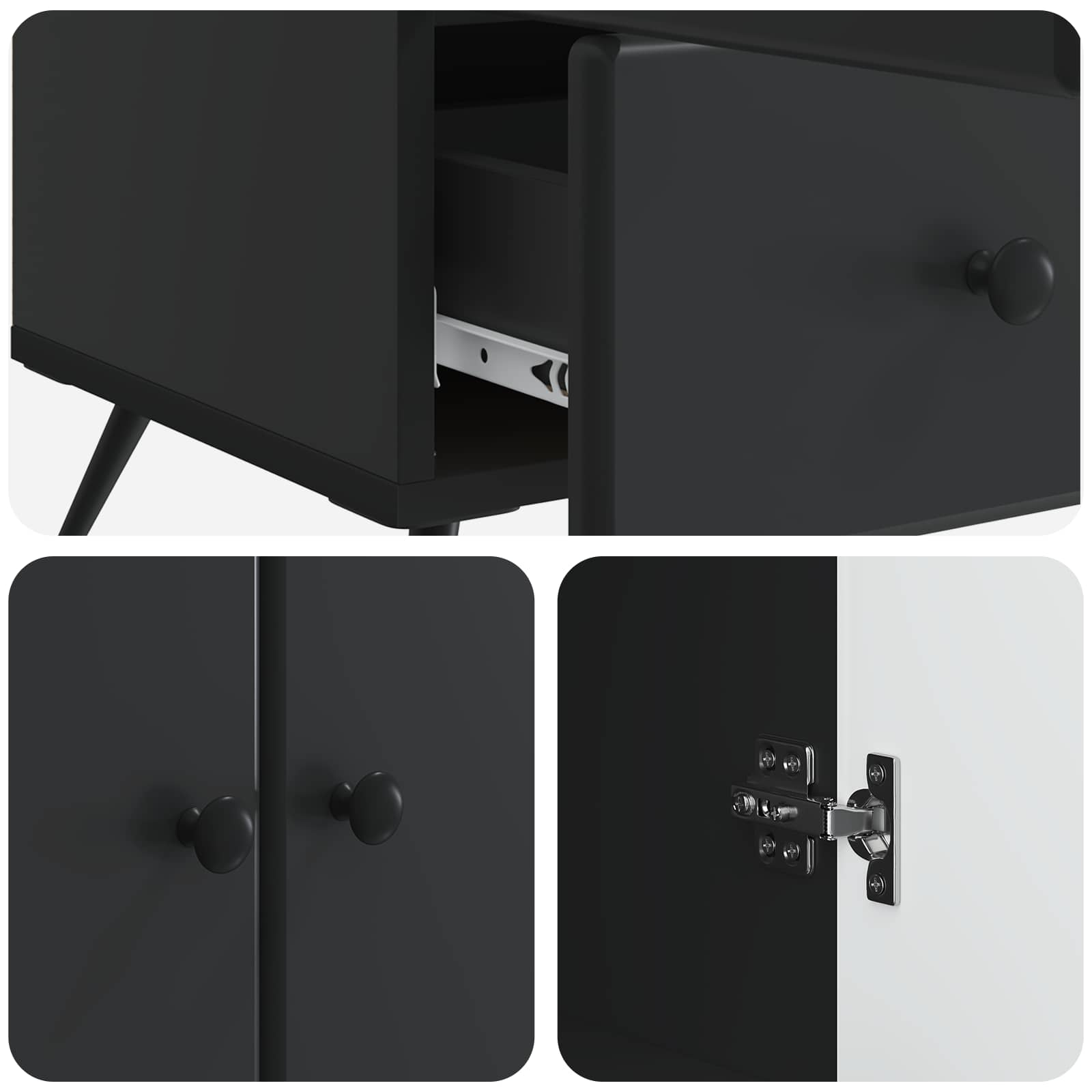 Buffet avec tiroir Noir 66 x 34,5 x 95 cm Bois d'ingénierie - XIOS