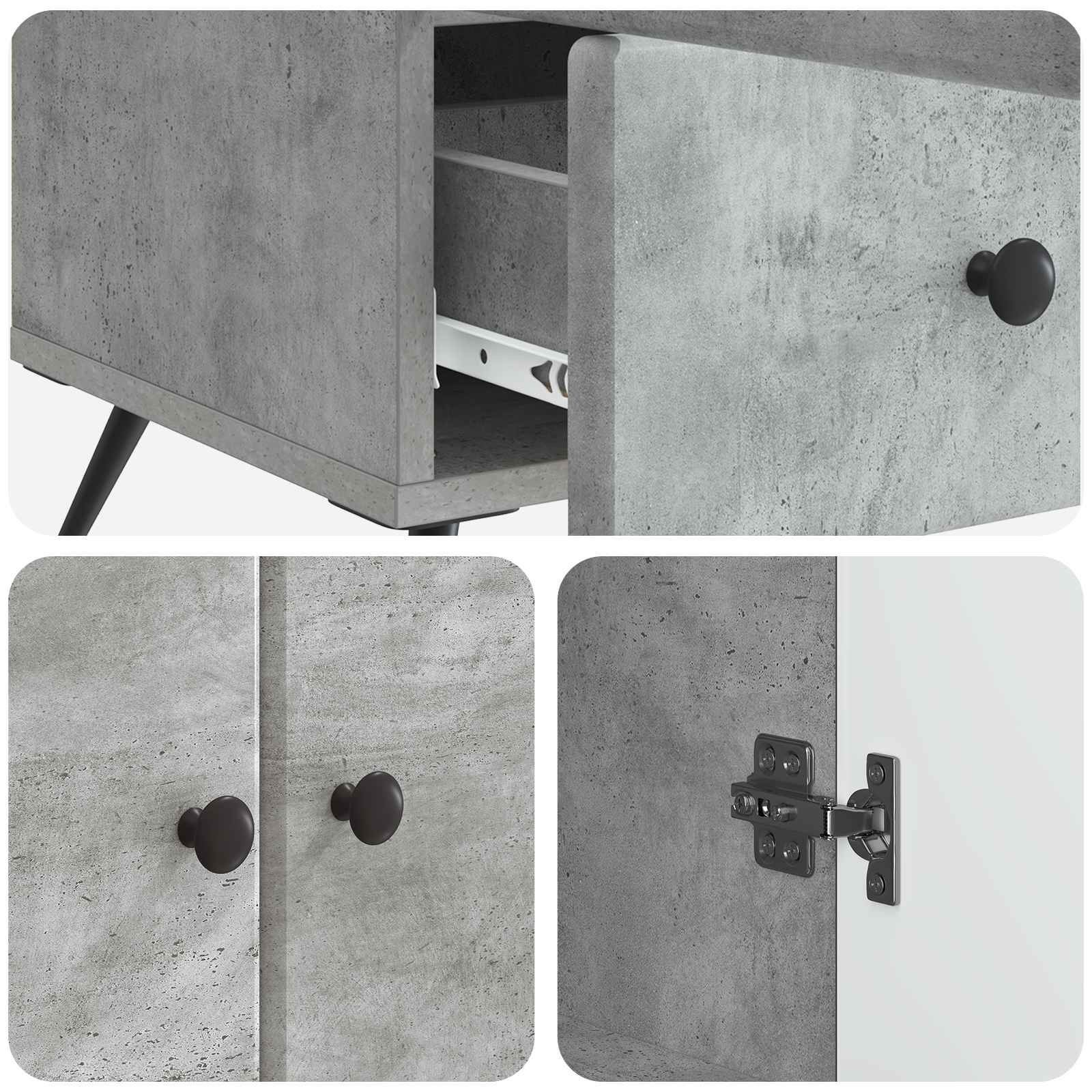 Buffet Gris béton 66 x 34,5 x 95 cm Bois d'ingénierie - XIOS
