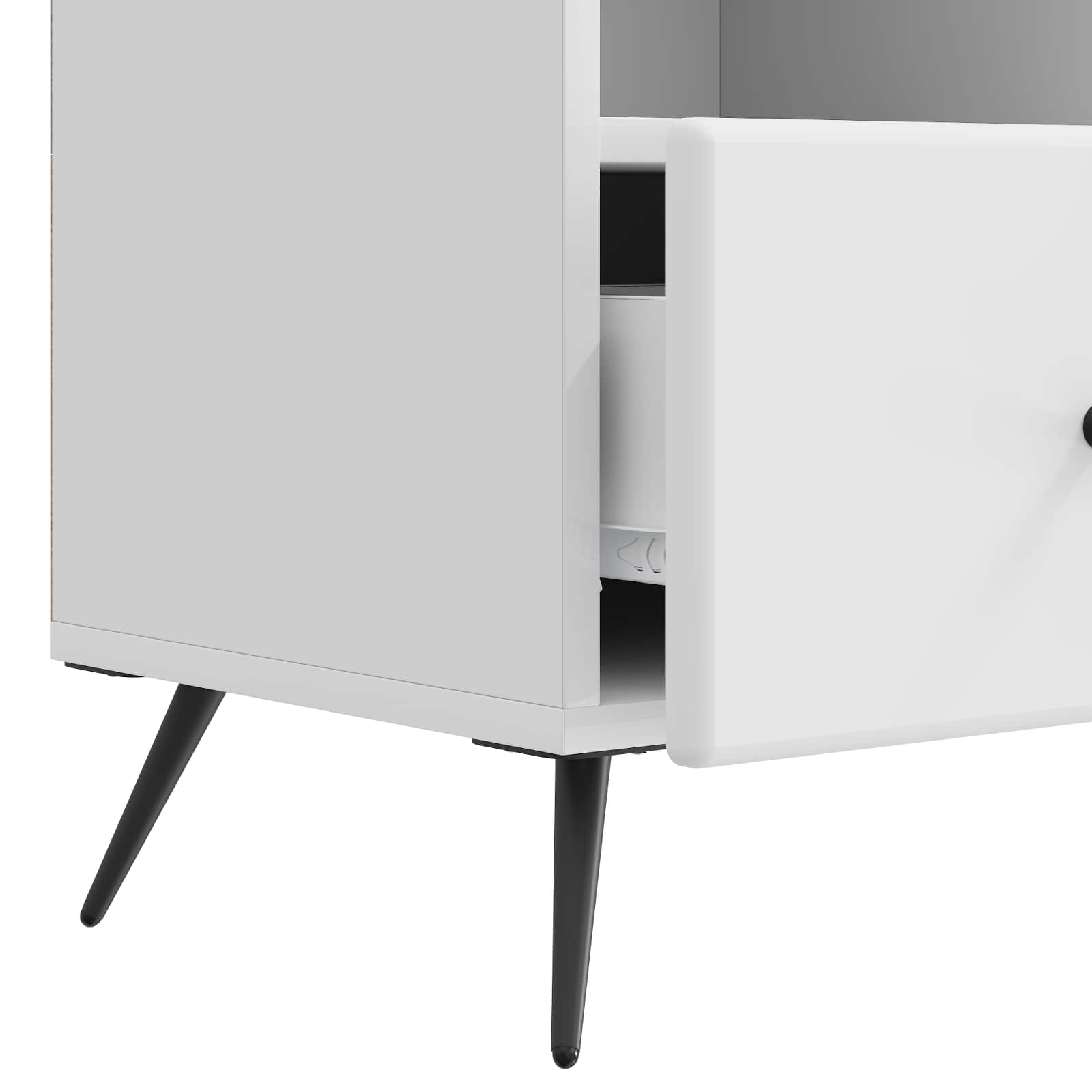 Meuble TV Blanc brillant 102 x 34,5 x 50 cm Bois d'ingénierie - XIOS