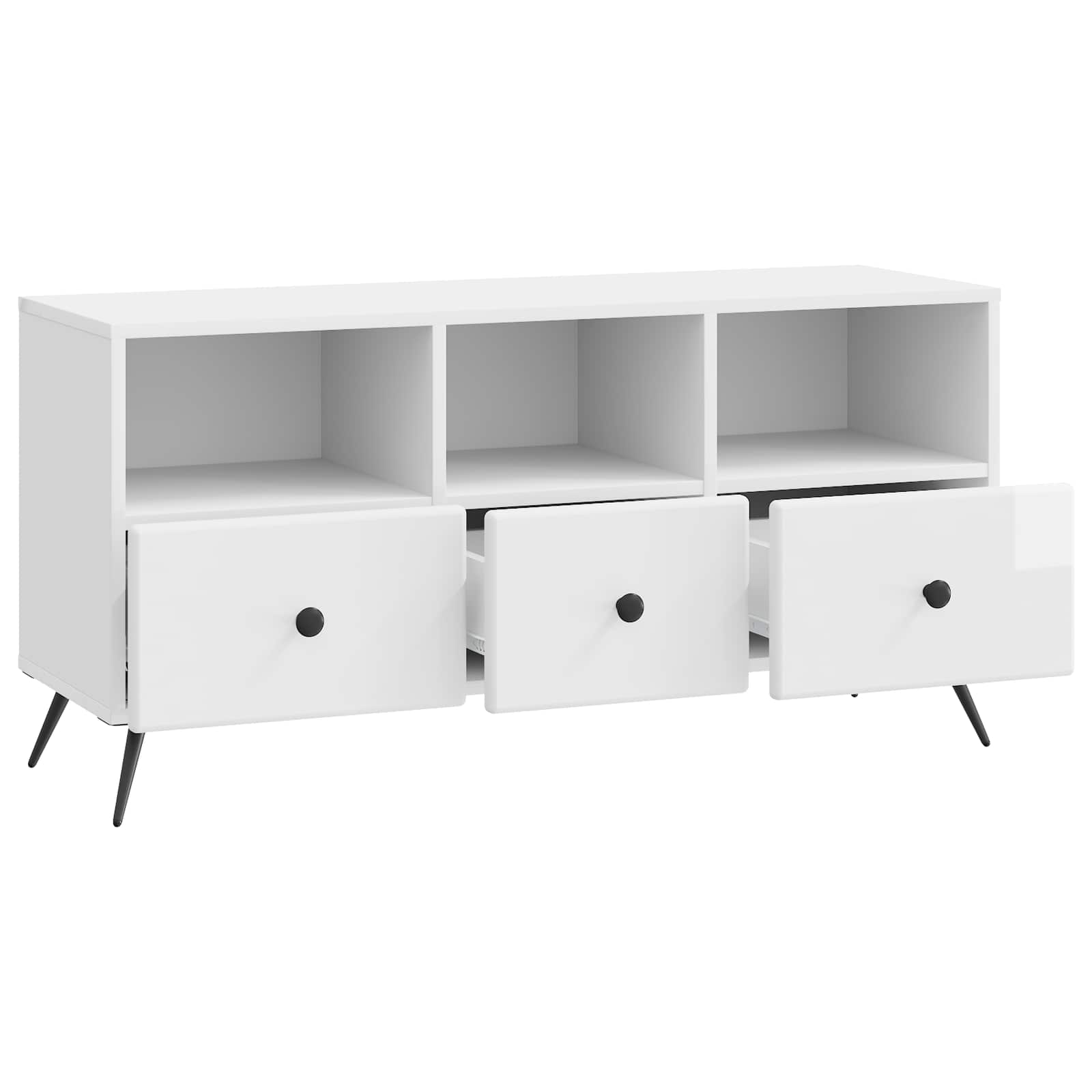 Meuble TV Blanc brillant 102 x 34,5 x 50 cm Bois d'ingénierie - XIOS