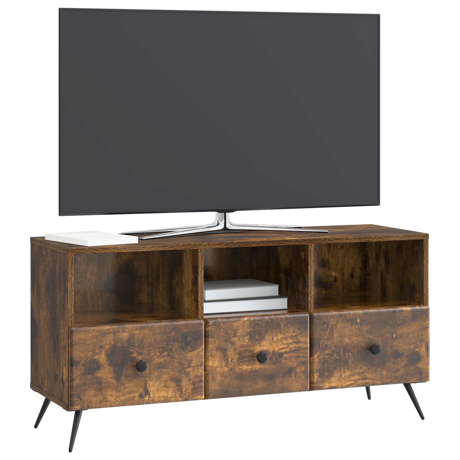 Meuble TV Chêne fumé 102 x 34,5 x 50 cm Bois d'ingénierie - XIOS